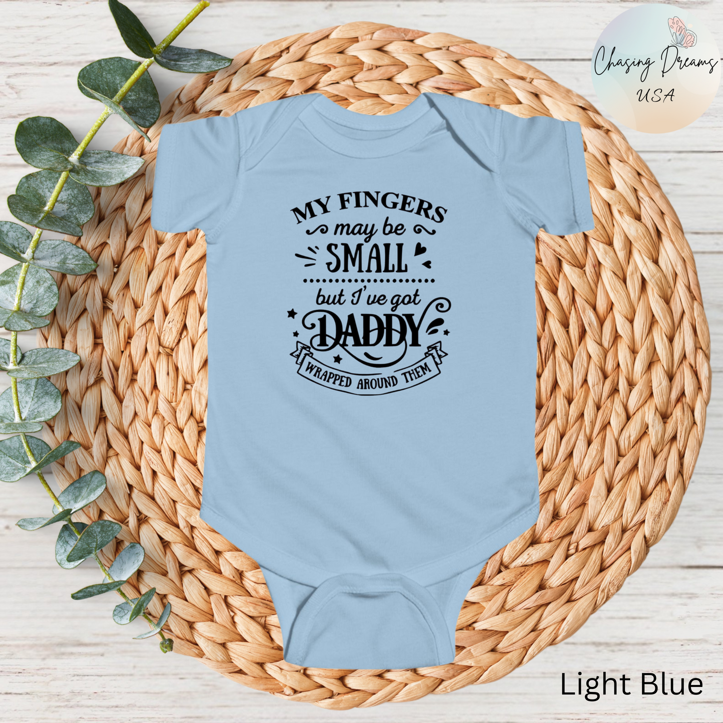 Body de bebé "Papá envuelto en mi dedo" | Mono de bebé adorable para papá | Versión orgánica disponible
