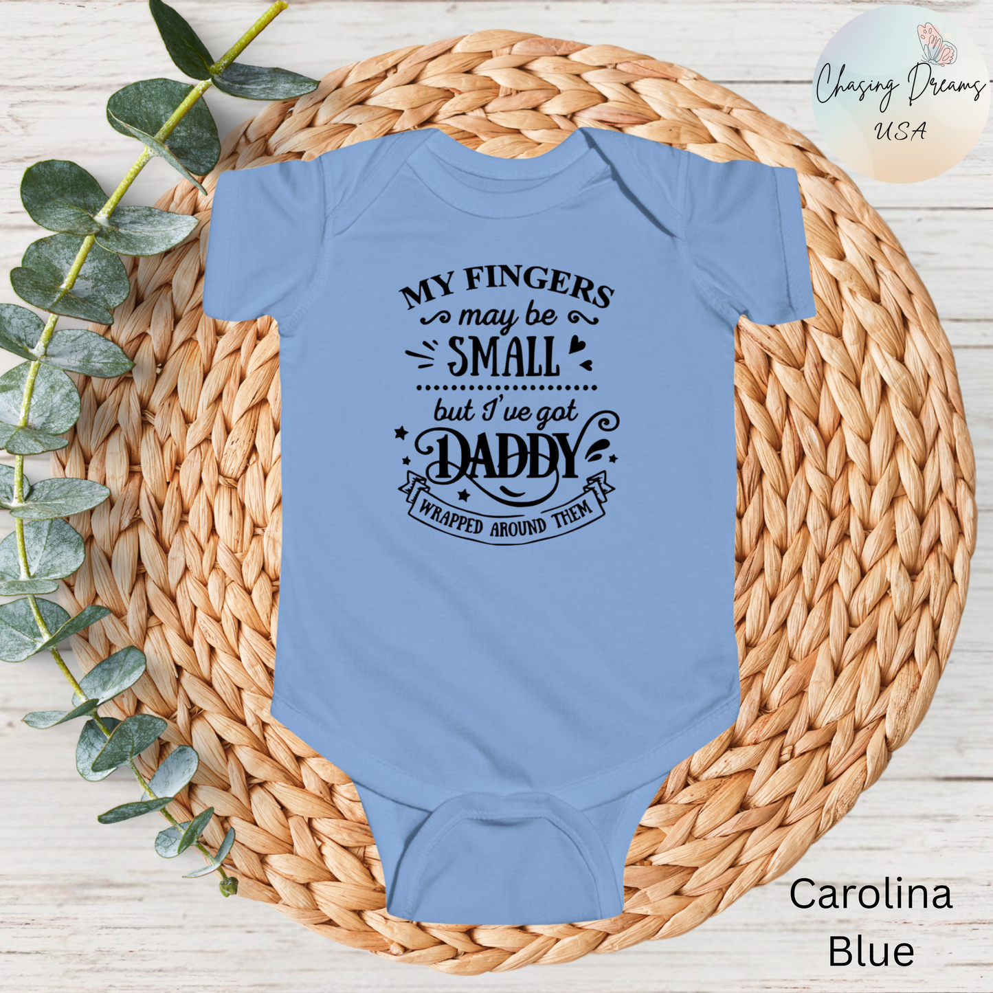 Body de bebé "Papá envuelto en mi dedo" | Mono de bebé adorable para papá | Versión orgánica disponible