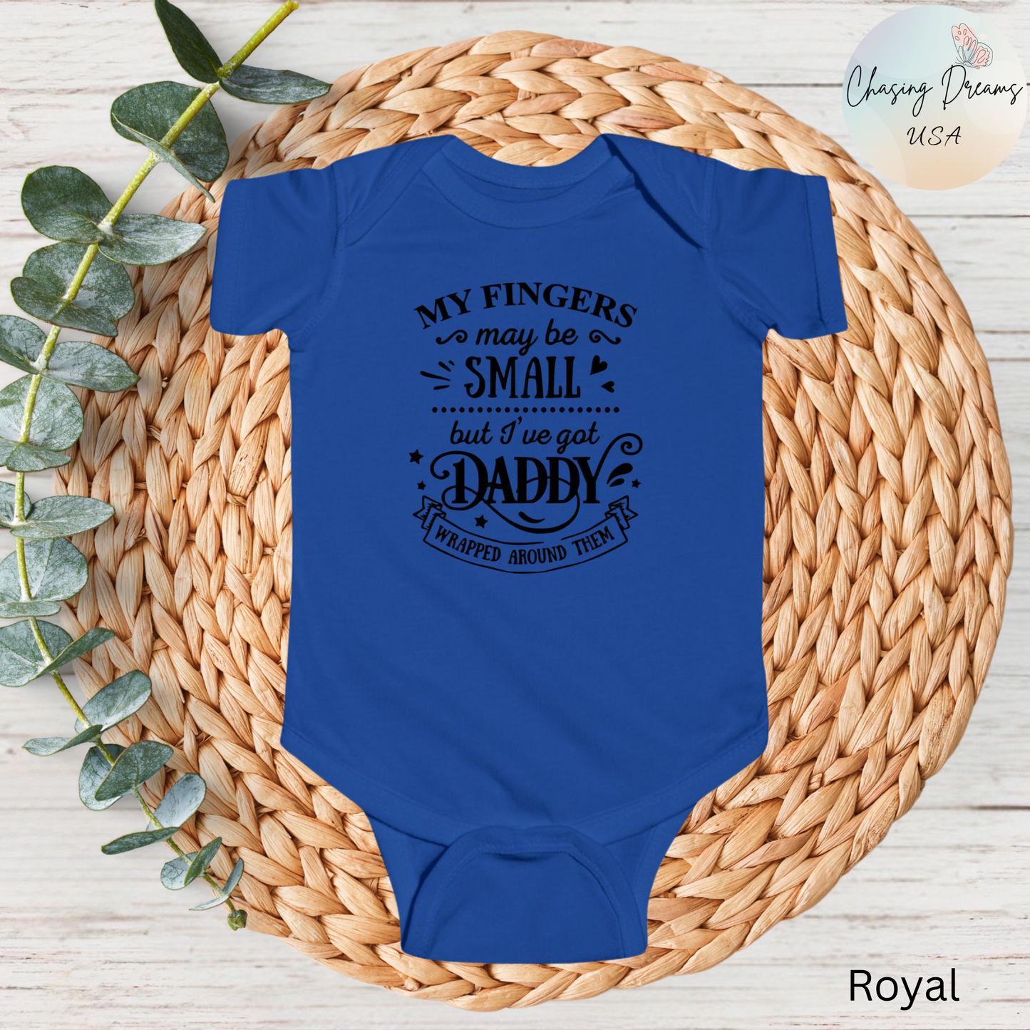 Body de bebé "Papá envuelto en mi dedo" | Mono de bebé adorable para papá | Versión orgánica disponible
