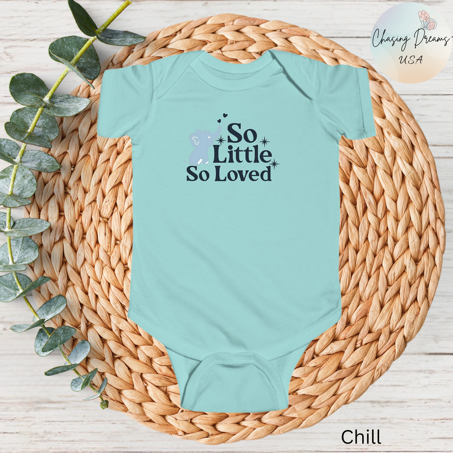 Mono de bebé con elefantito So Little So Loved | Body para bebé | Regalo para baby shower | Conjunto para recién nacido | Disponible en orgánico