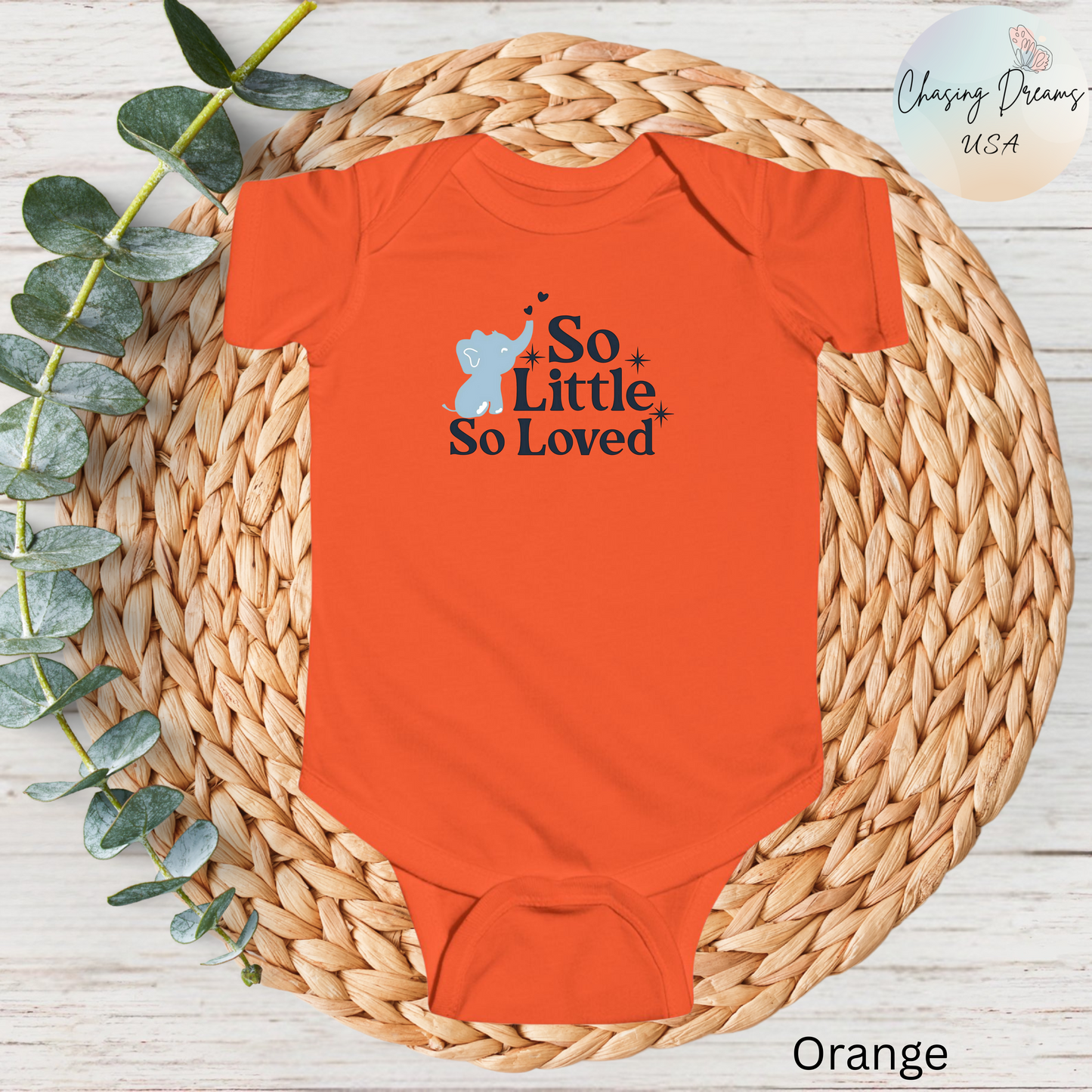 Mono de bebé con elefantito So Little So Loved | Body para bebé | Regalo para baby shower | Conjunto para recién nacido | Disponible en orgánico