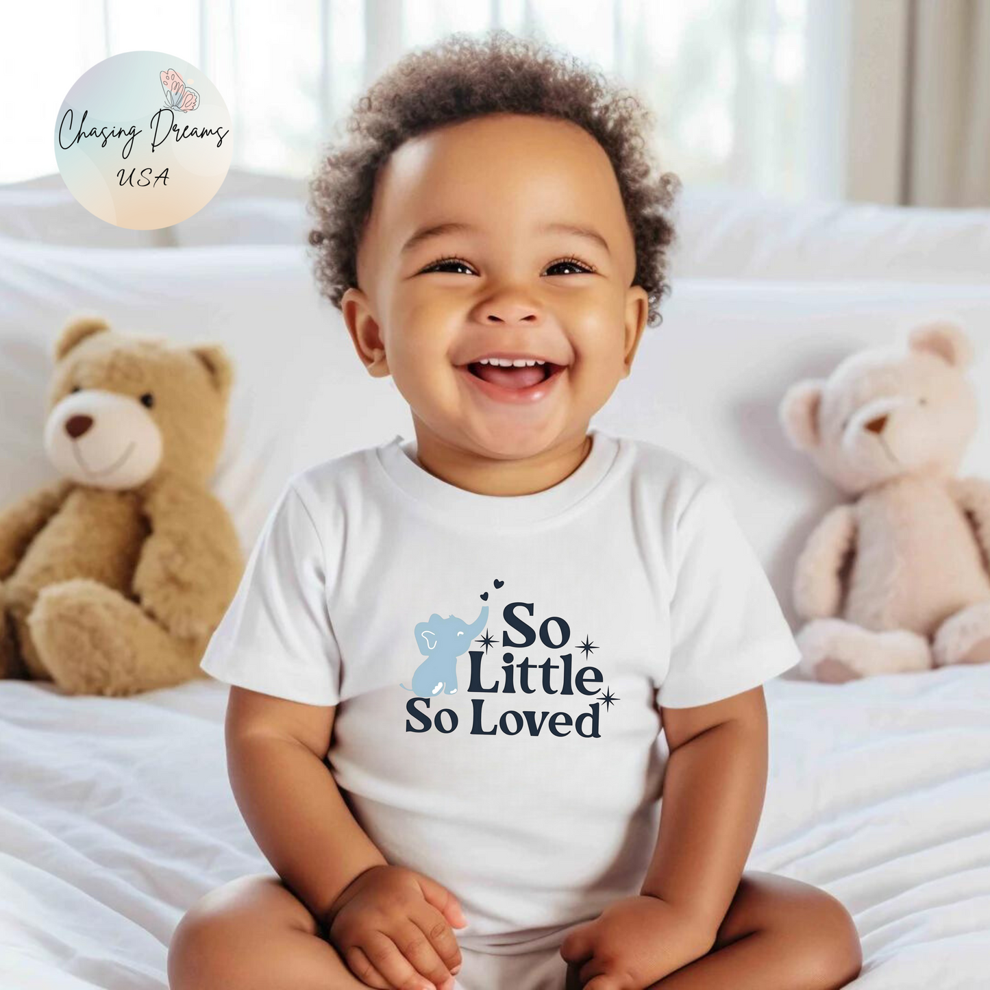 Mono de bebé con elefantito So Little So Loved | Body para bebé | Regalo para baby shower | Conjunto para recién nacido | Disponible en orgánico