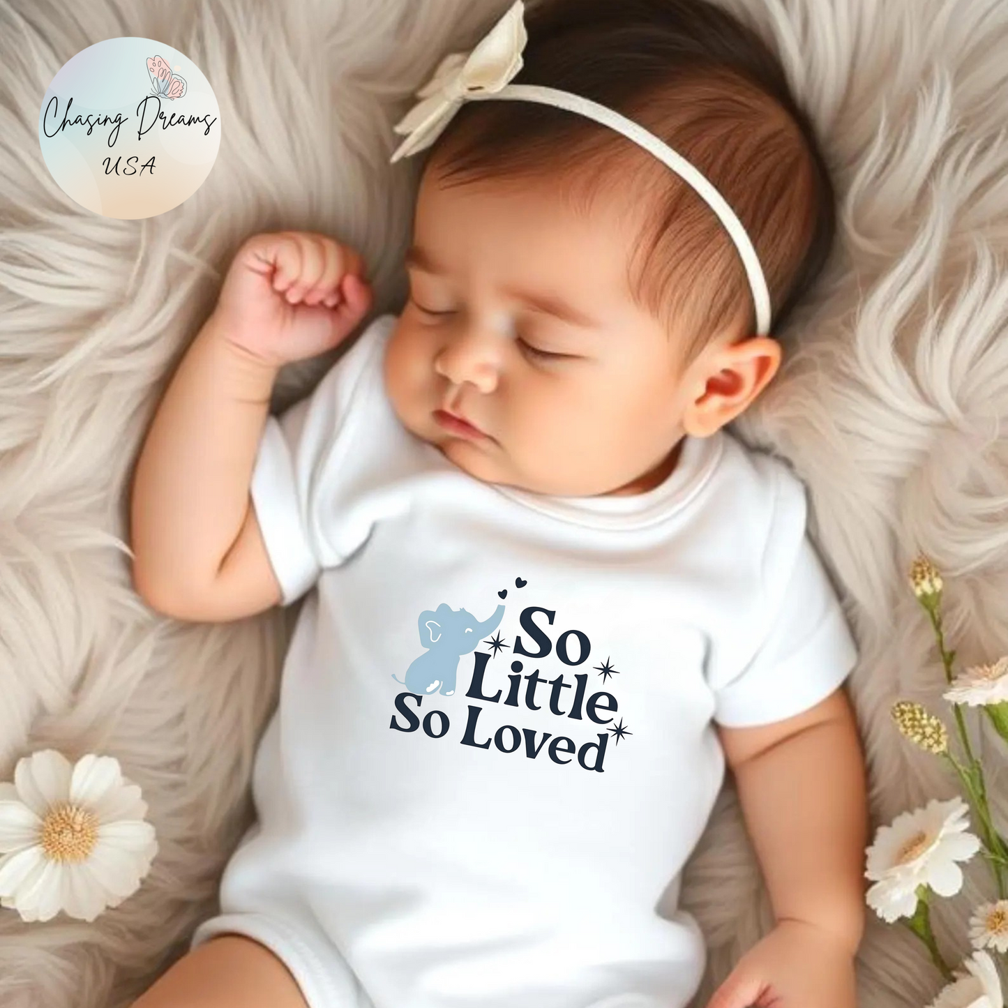 Mono de bebé con elefantito So Little So Loved | Body para bebé | Regalo para baby shower | Conjunto para recién nacido | Disponible en orgánico
