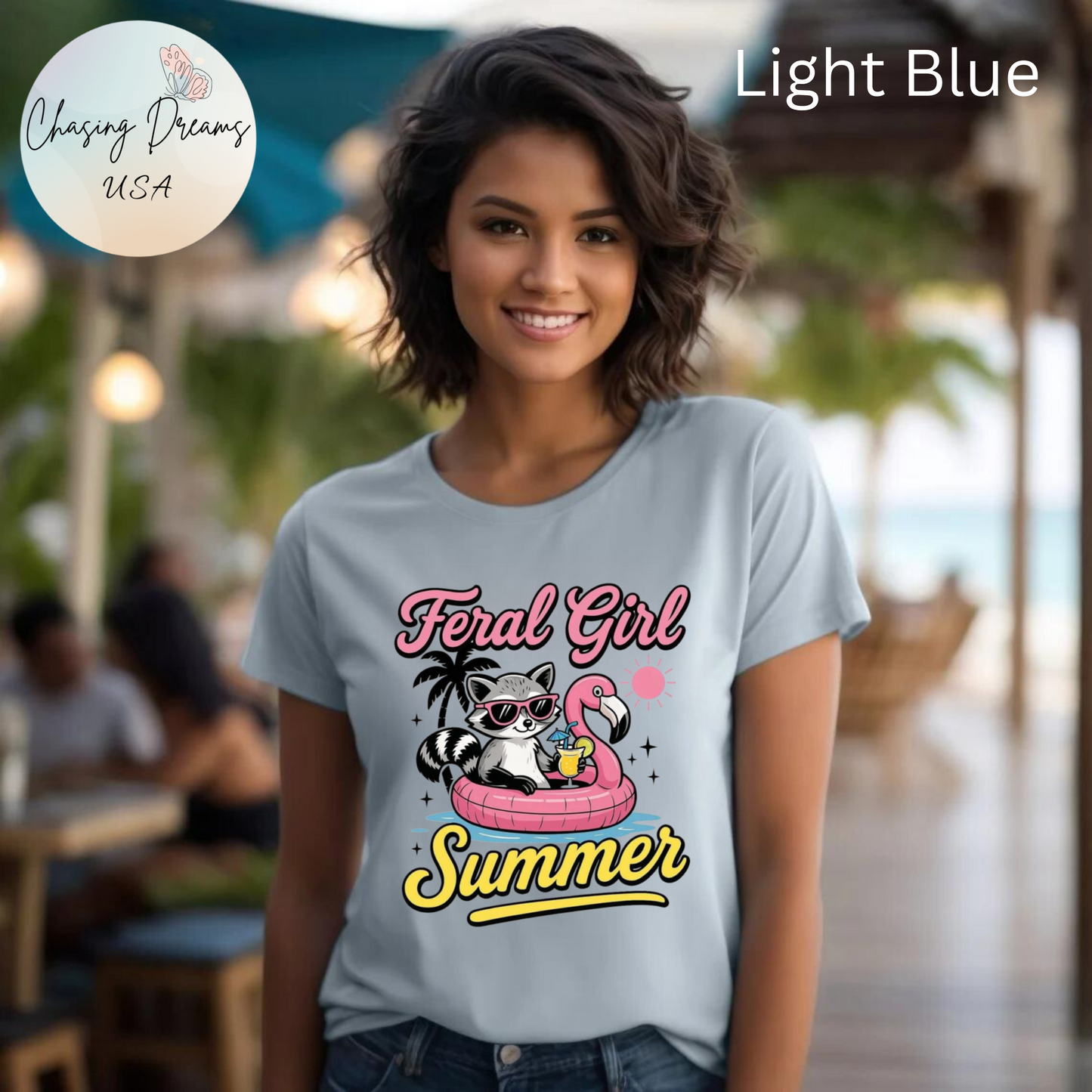 Camiseta de verano para chica salvaje: Mapache divertido con vuelo | Camiseta de verano para mujer