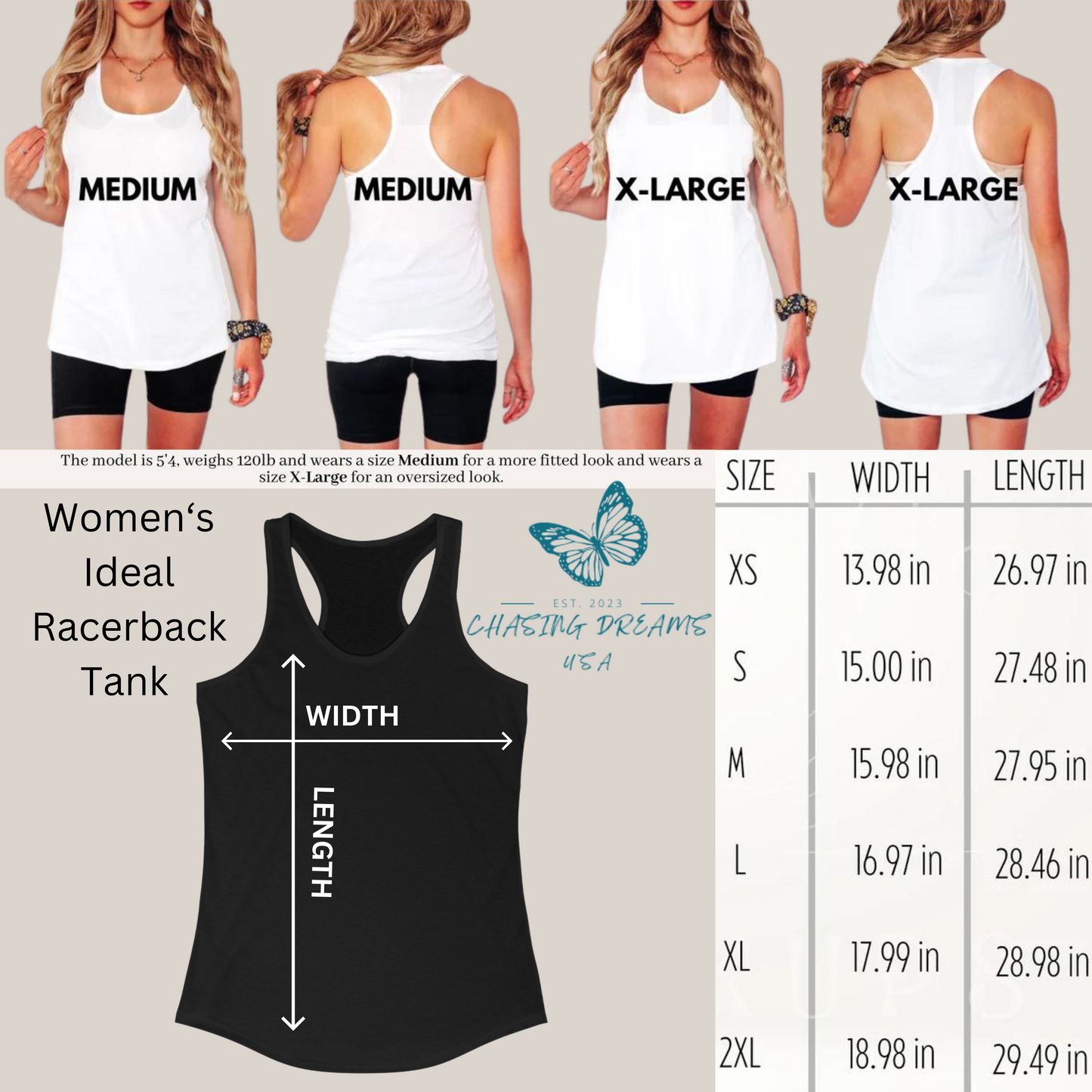 Camiseta de tirantes con espalda nadadora Sun Sand & Sea – Diseño tropical de verano | Camiseta de tirantes playera con estampado para mujer | 15 colores
