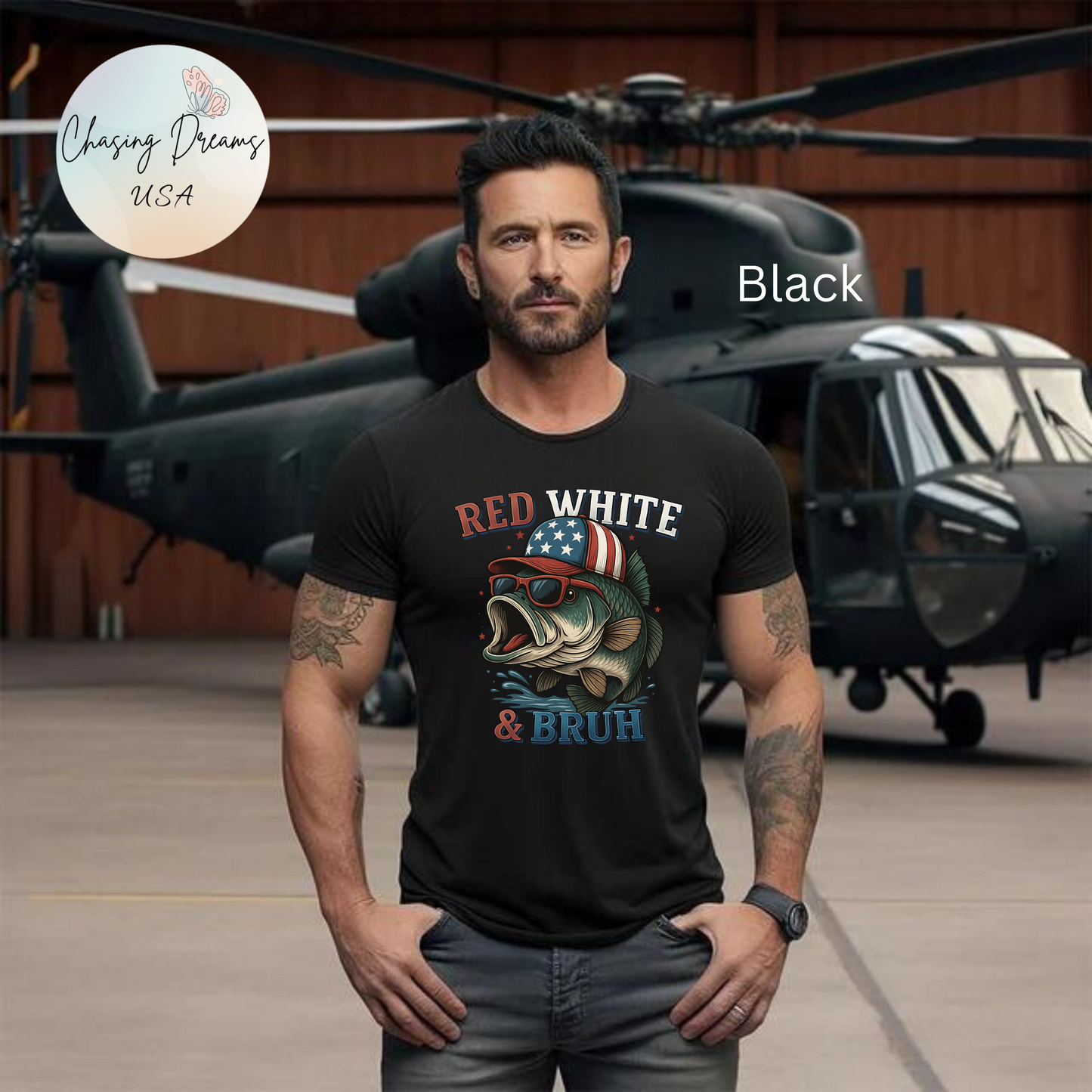 Divertida camiseta patriótica de pescado, con estampado rojo, blanco y negro, unisex, ideal para el 4 de julio, regalo para papá, ideal para barbacoas de verano.