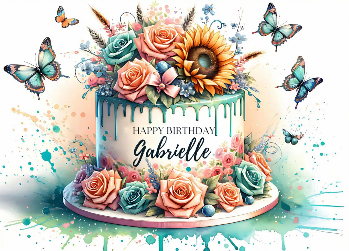 Floral Celebration Cake Glass Cutting Board – Elegant Dessert Kitchen Decor
