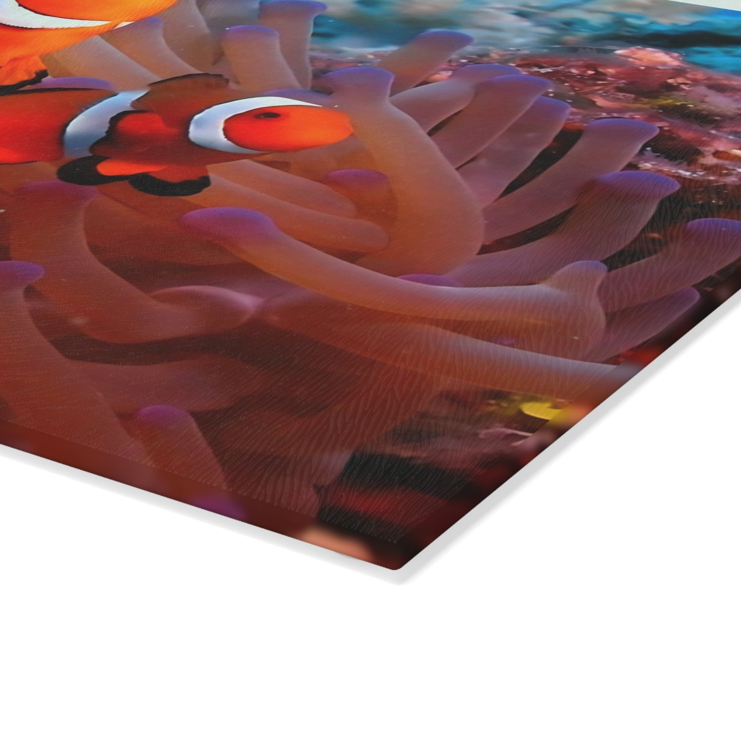 Tabla de cortar de pez payaso con diseño de arrecife de coral: un encanto de arrecife brillante para tu cocina
