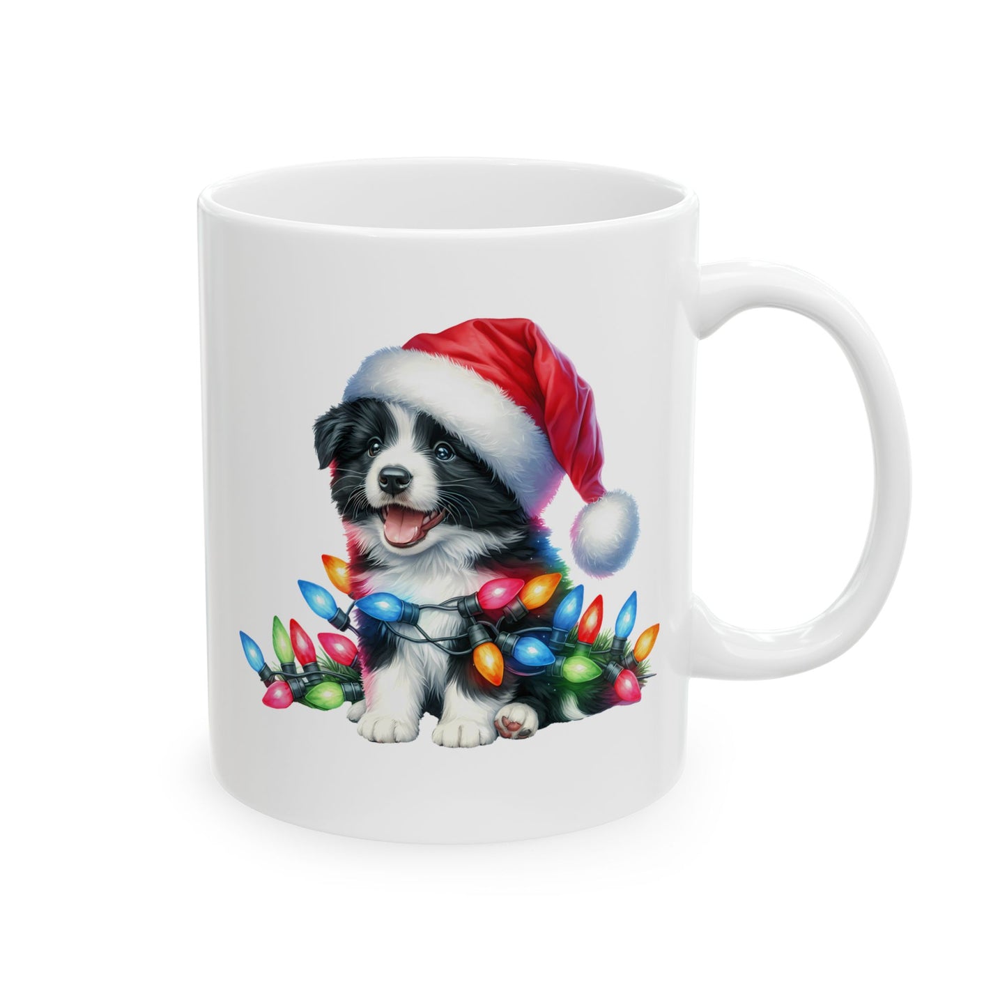 🐾 Border Collie Christmas Lights Mug – Holiday Cheer with a Tail-Wagging Twist 🎅✨