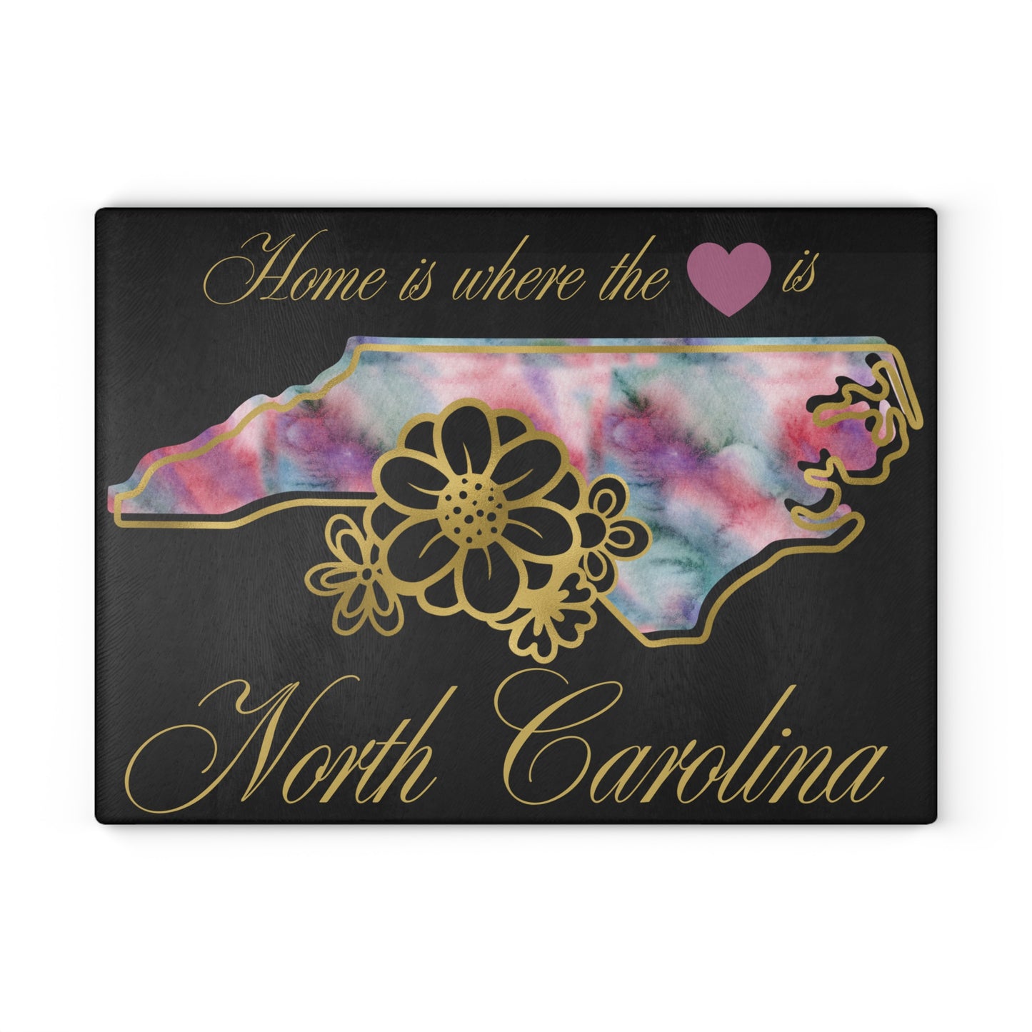 🌸 North Carolina State Cutting Board – Whimsical Watercolor Charm with Southern Flair
