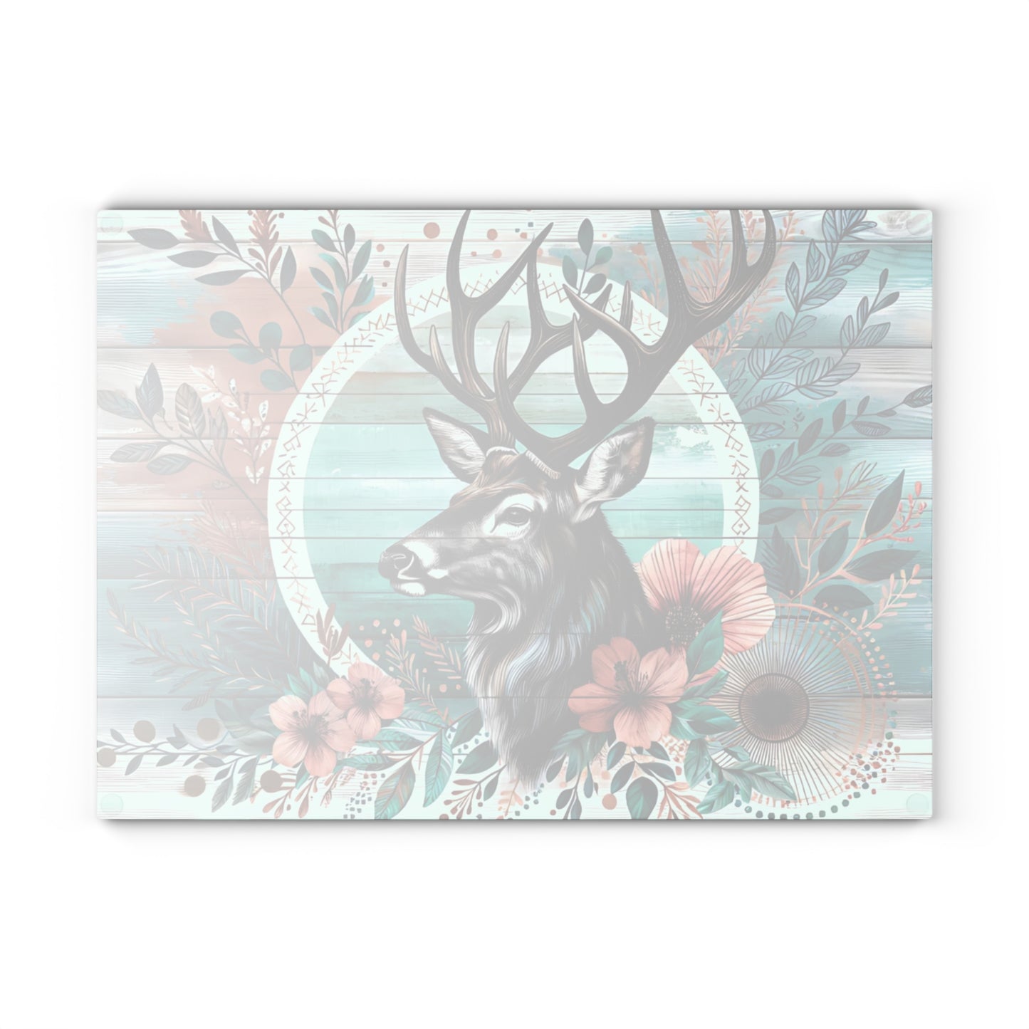 🦌🌸 Rustic Deer Floral Cutting Board – Woodland Cabin Kitchen Décor with Antlers & Flowers 🌿🏞️