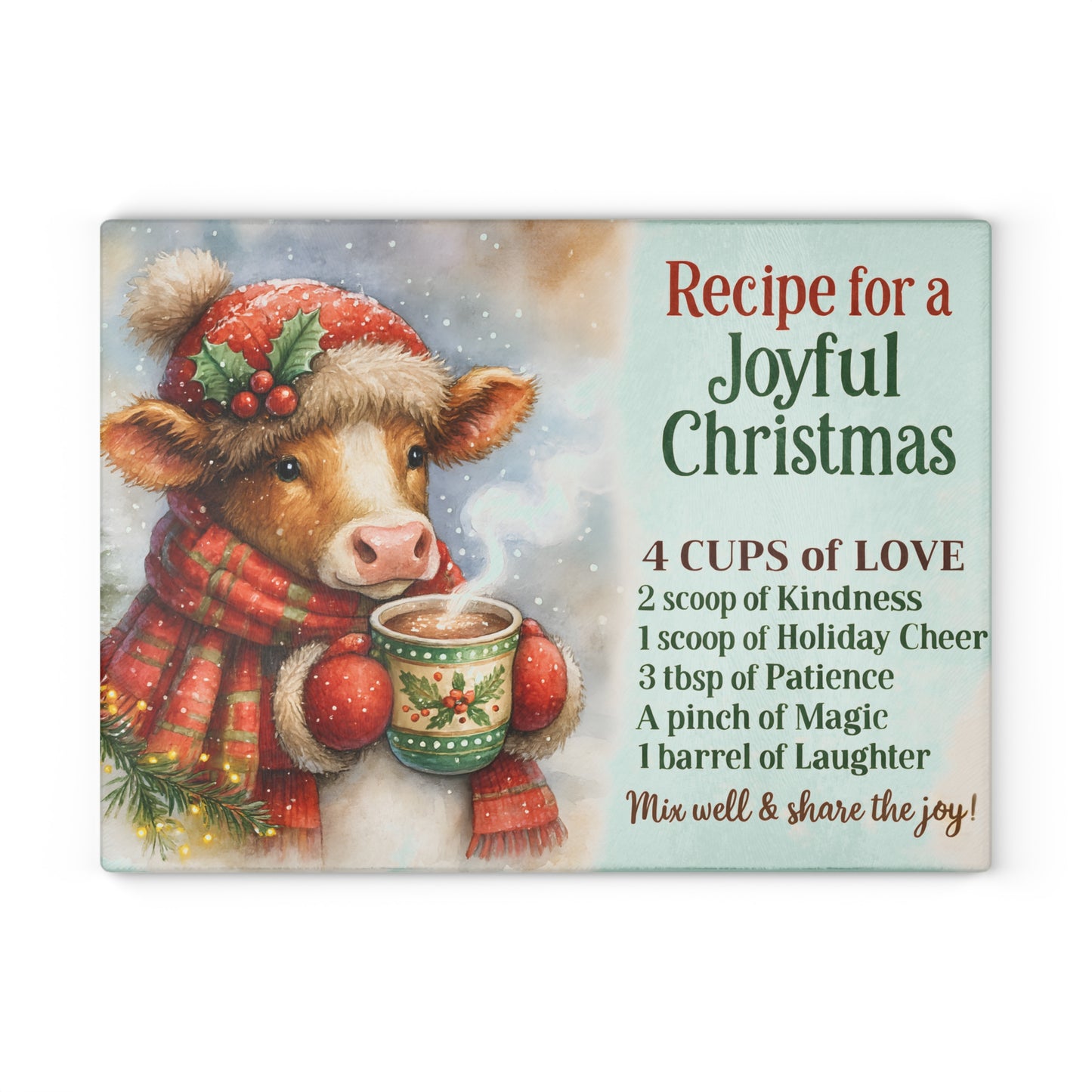 🎄☕ Highland Cow Recipe for a Joyful Christmas Cutting Board – Festive Winter Kitchen Décor ❄️✨