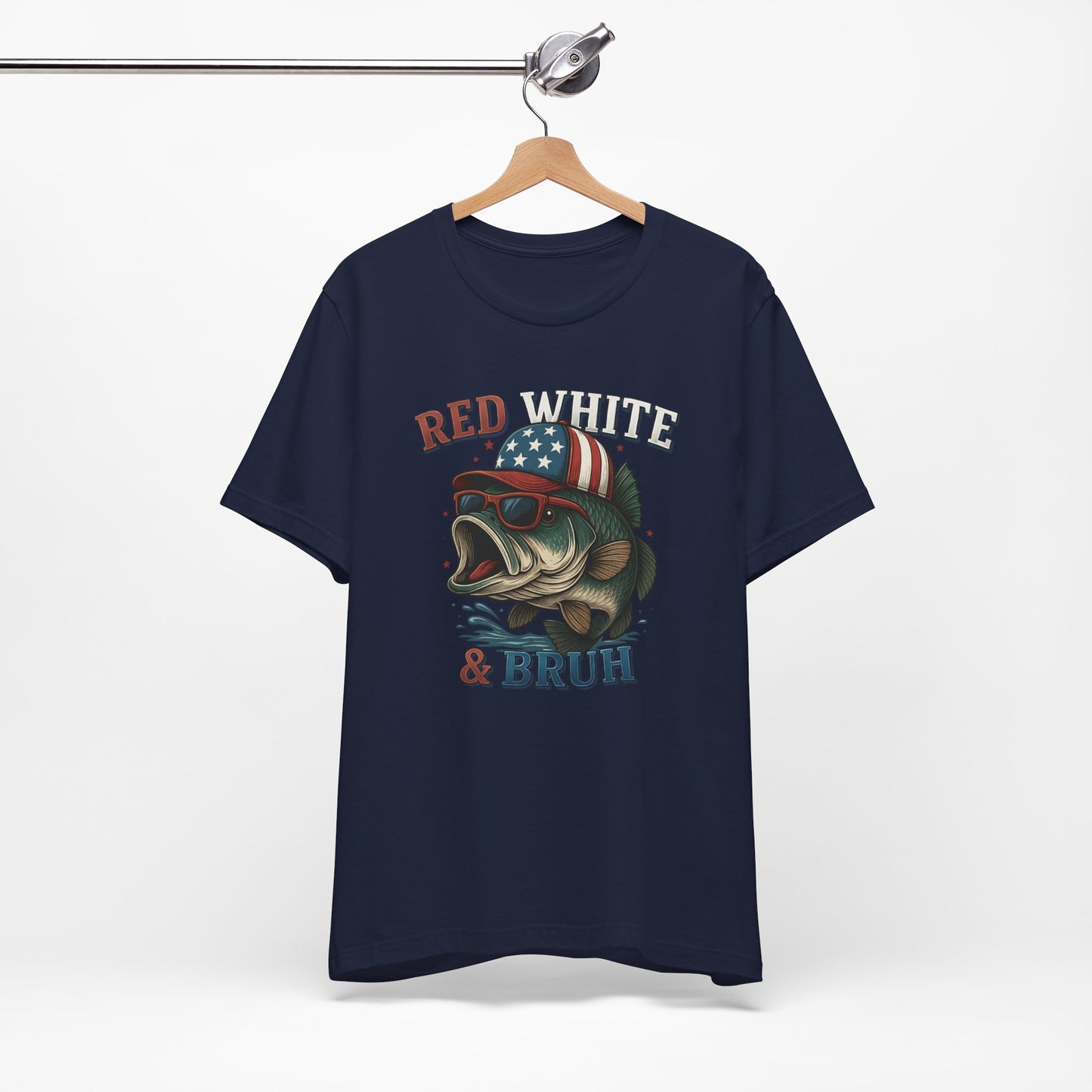 Divertida camiseta patriótica de pescado, con estampado rojo, blanco y negro, unisex, ideal para el 4 de julio, regalo para papá, ideal para barbacoas de verano.