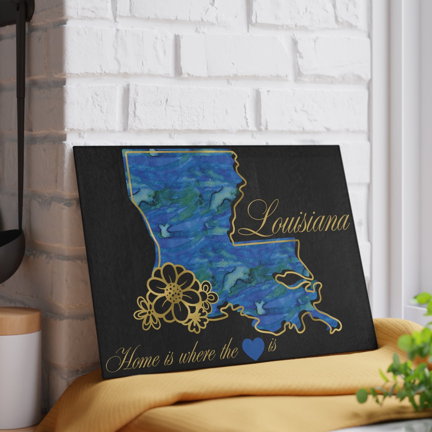 💙 Louisiana State Cutting Board – Bold Blues with Bayou Love