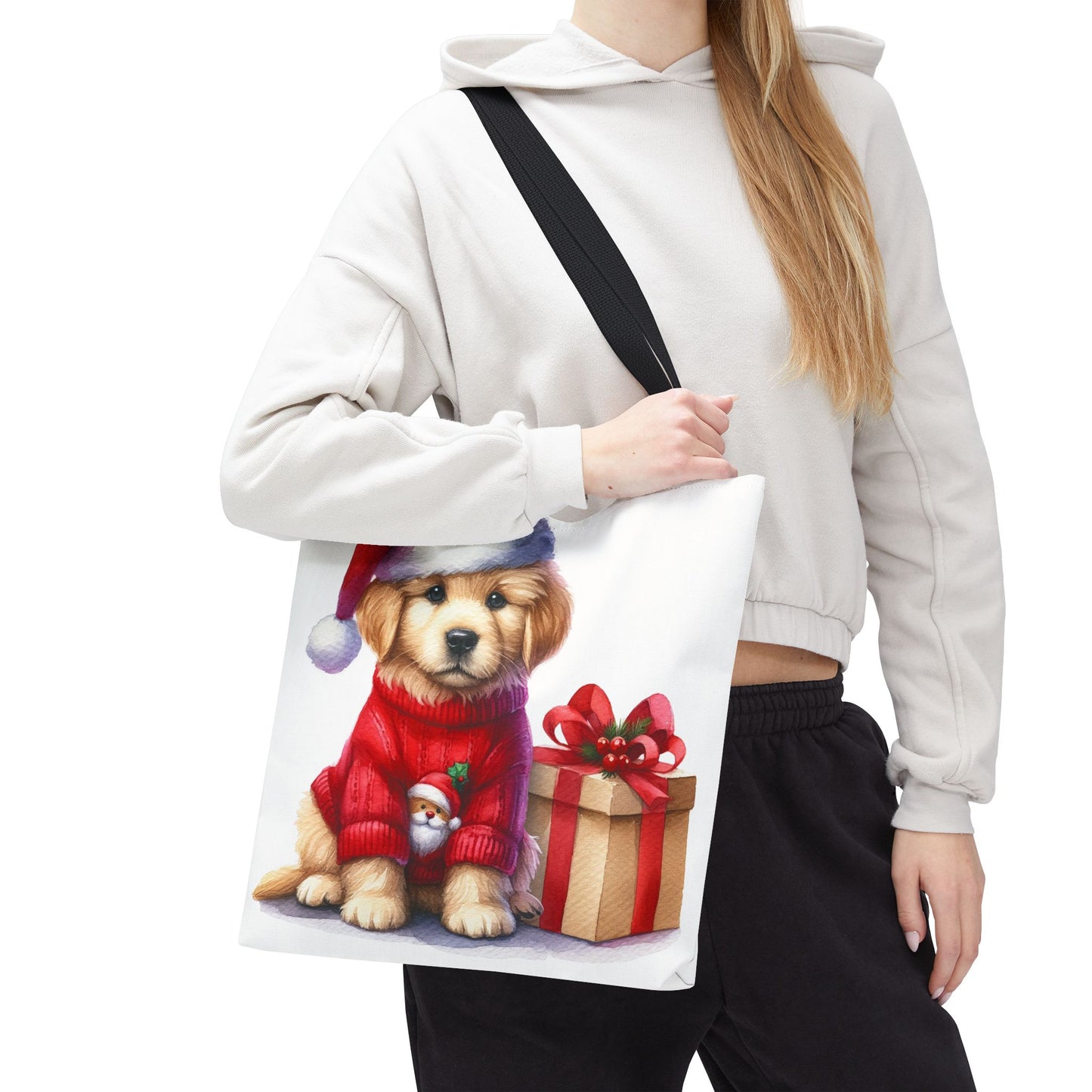 🎄 Golden Retriever Puppy Christmas Tote Bag – Festive Charm for Dog Lovers 🐶