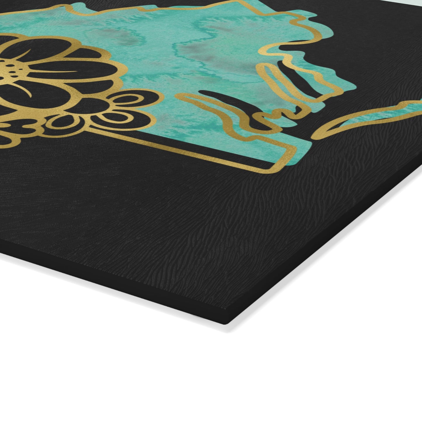 🌊 Virginia Floral State Cutting Board – Teal Tide & Golden Bloom Elegance 🌸