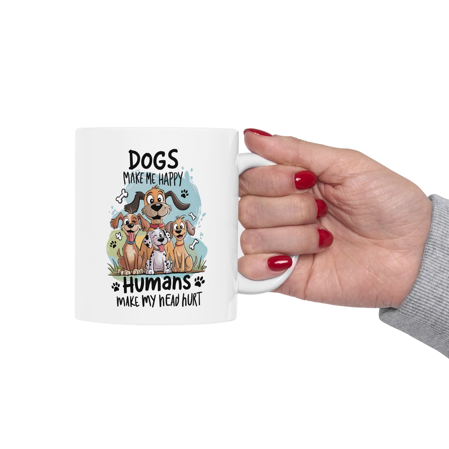 🐾 Los perros me hacen feliz, los humanos me hacen doler la cabeza – Taza divertida y peculiar para amantes de los perros 🐕