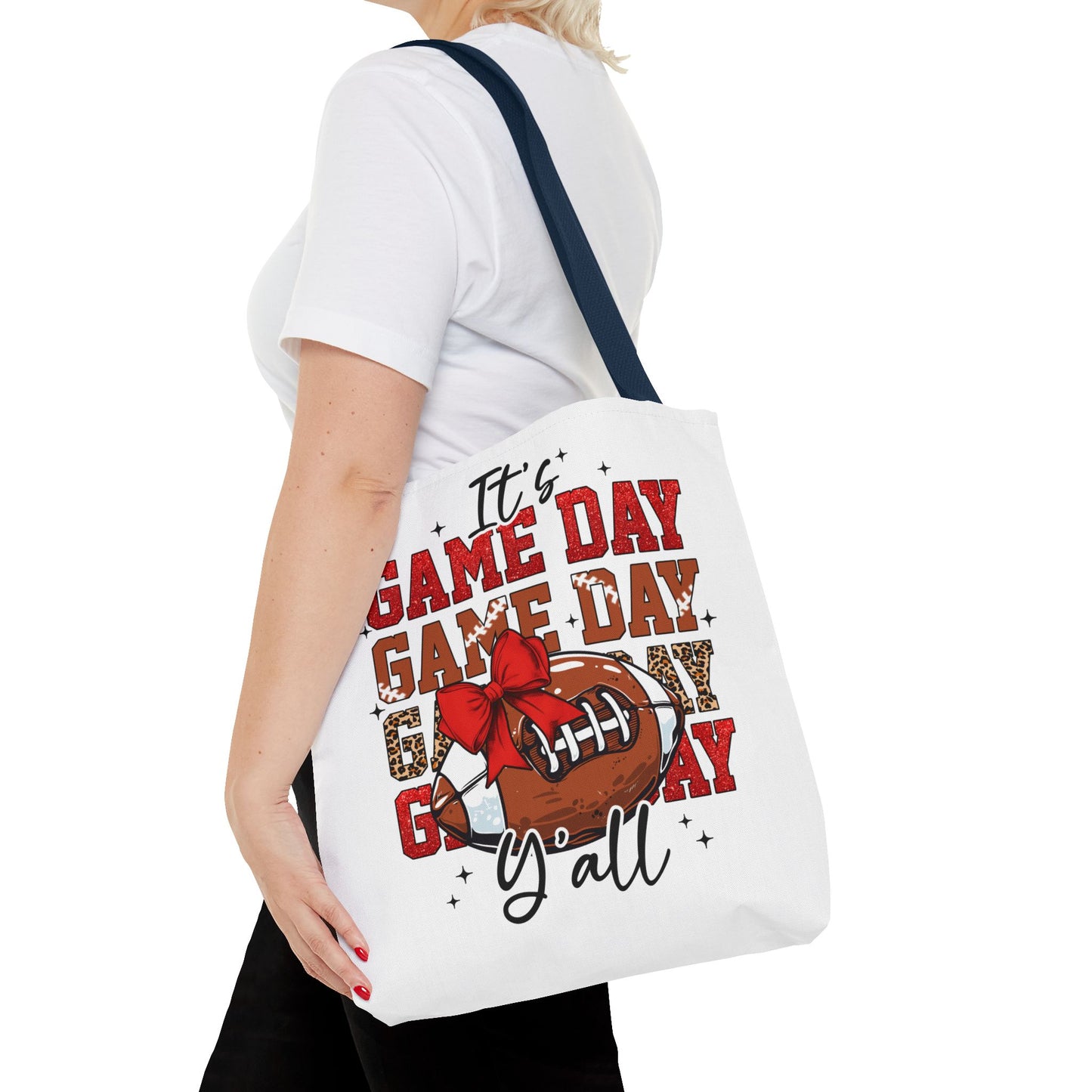 🏈 Game Day Red Bow Football Tote Bag – Sporty, Stylish, and Ready for Kickoff 🎀👜