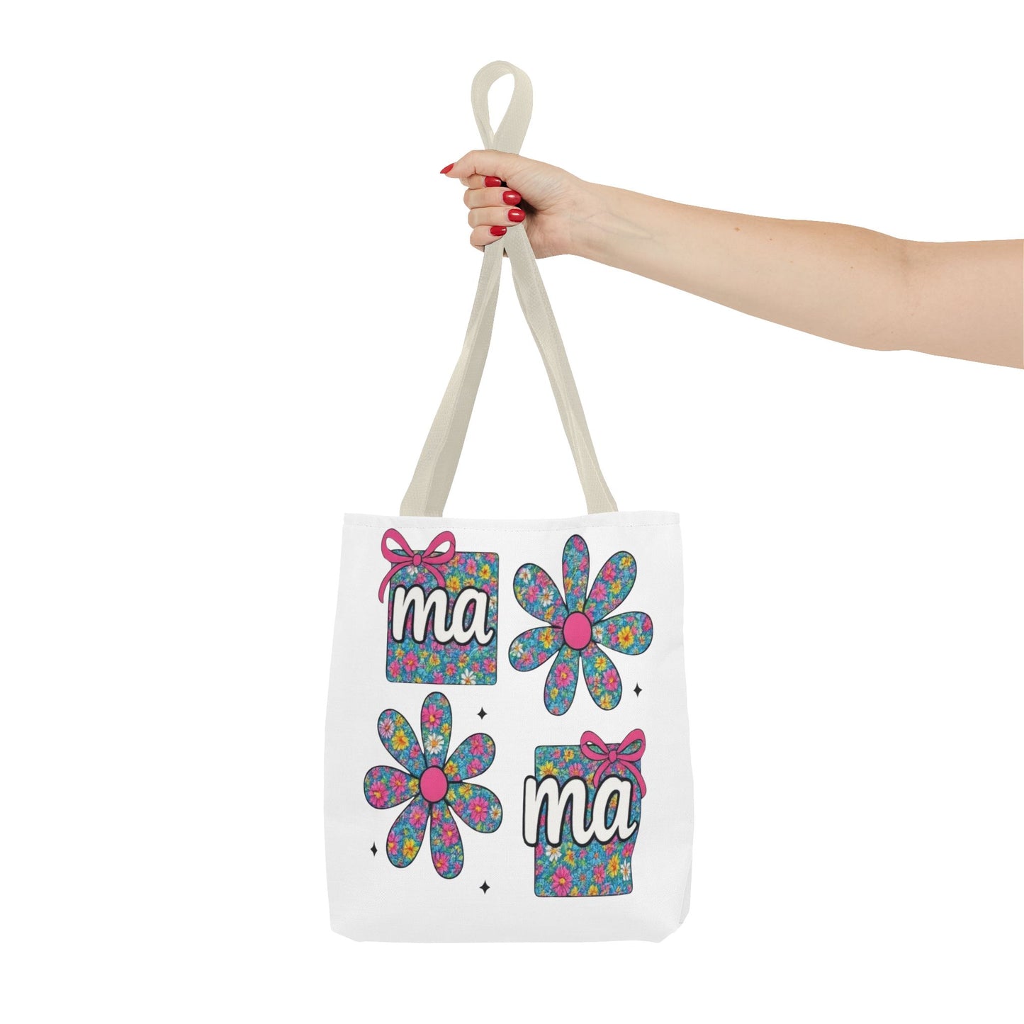 Bolso Tote Floral "ma": Un Accesorio Divertido y Brillante para Mamá