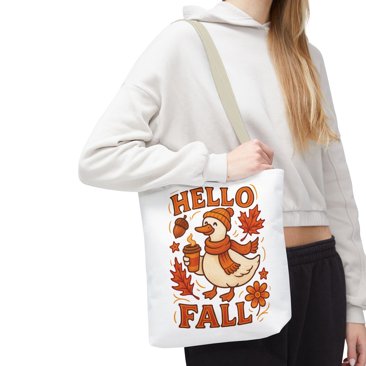 🧡 Hello Fall Duck Tote Bag – Cozy Autumn Vibes & Feathered Charm 🍂🦆
