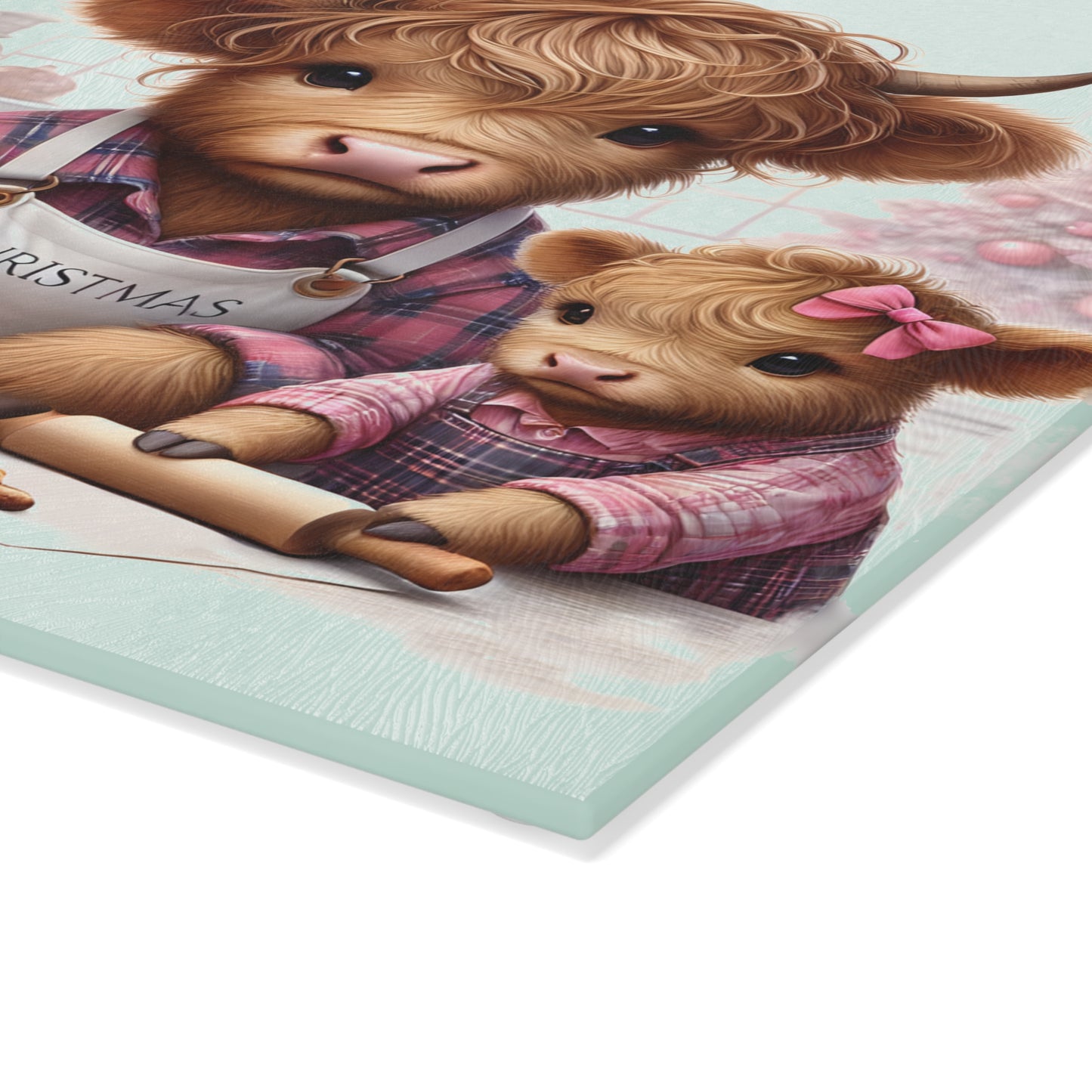 🎄 Highland Cow Christmas Kitchen Conversions Cutting Board – Festive Baking Fun with Farmhouse Charm