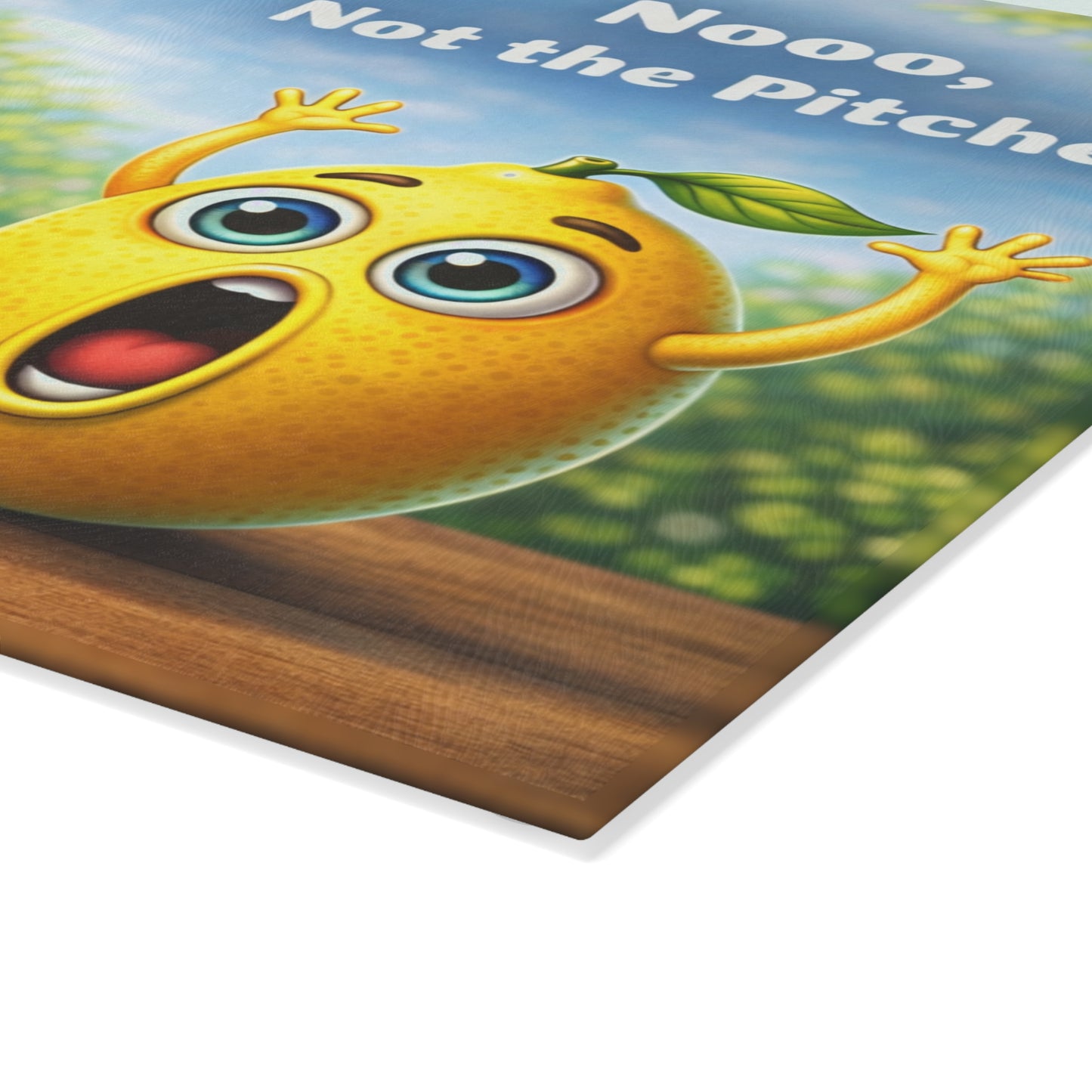 Nooo, Not the Pitcher! Glass Cutting Board – Playful Lemonade Humor Kitchen Artwork