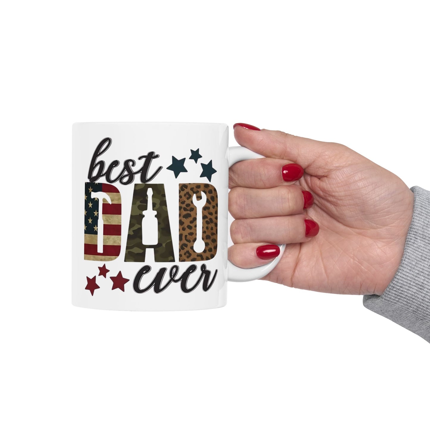 El mejor papá del mundo: taza de café con temática patriótica y camuflaje (325 ml y 430 ml)