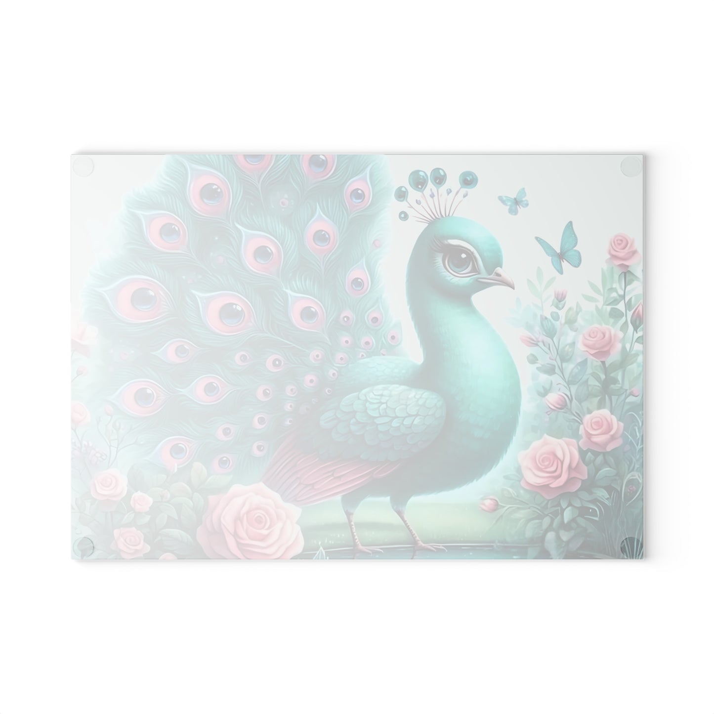 Decoración de pavo real, decoración de mariposas, tabla de cortar, decoración de cocina, arte de cocina, tabla de servir, regalo de pavo real, regalo de mariposa, tabla de cortar floral