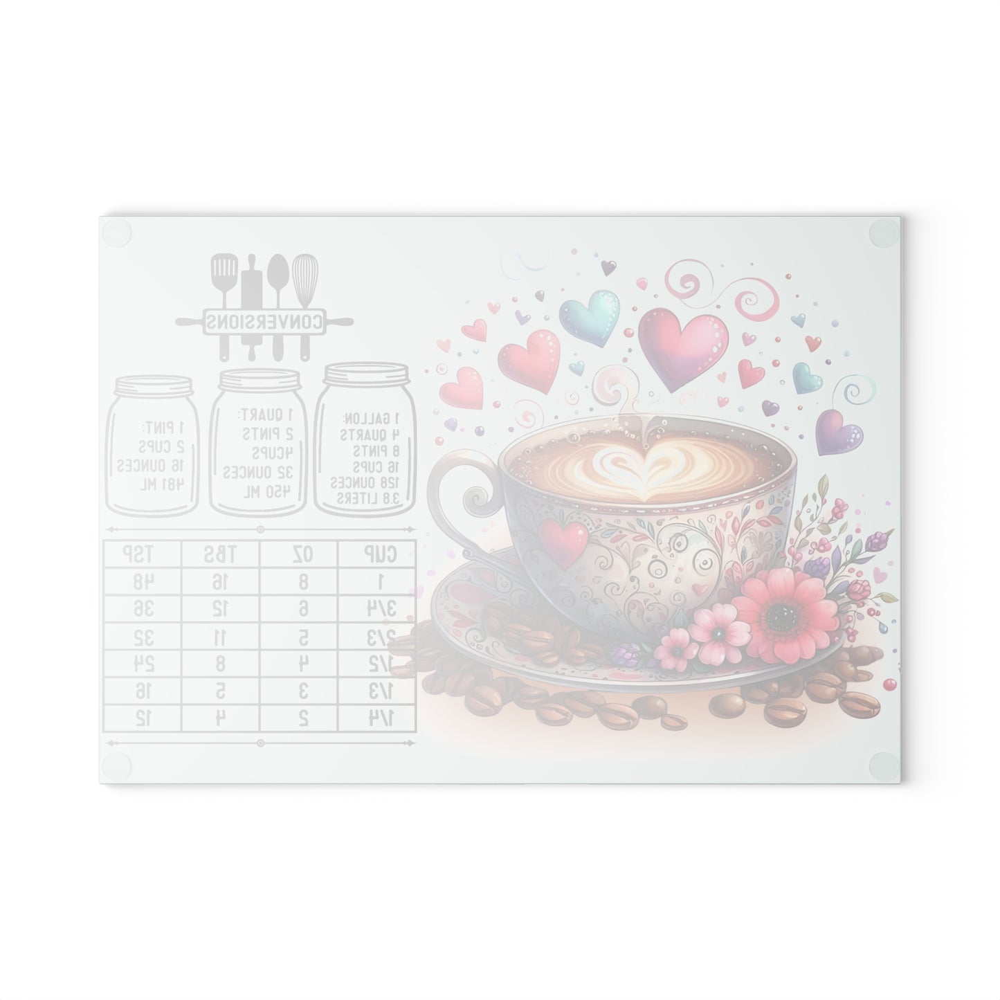☕ Heart Latte Kitchen Conversions Cutting Board – Whimsical Charm Meets Practical Use