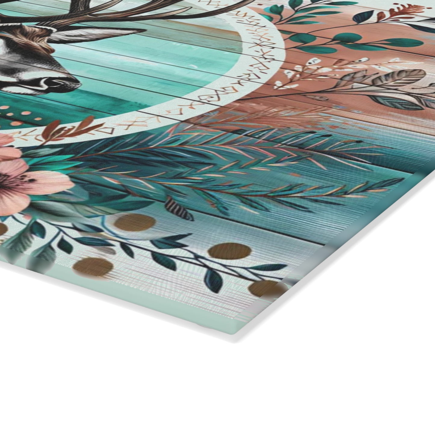 🦌🌸 Rustic Deer Floral Cutting Board – Woodland Cabin Kitchen Décor with Antlers & Flowers 🌿🏞️