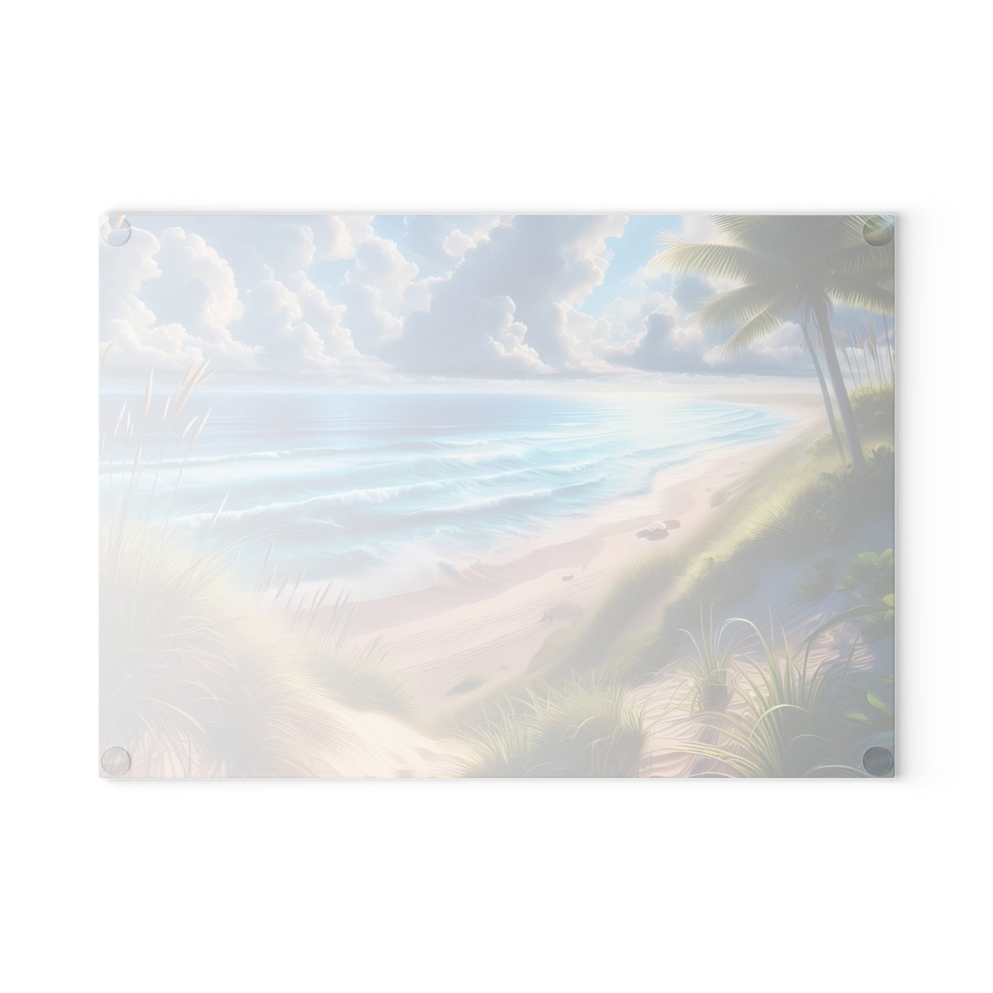 Tabla de cortar de vidrio con escena de playa, regalo para amantes de la playa, regalo de boda, regalo de fiesta de compromiso, regalo de cocina para recién casados, regalo de inauguración de la casa