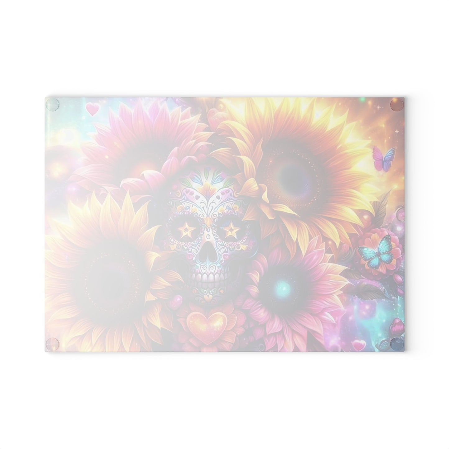 🌻💀 Sugar Skull & Sunflowers Cutting Board – Bold Día de los Muertos Vibes for Your Kitchen