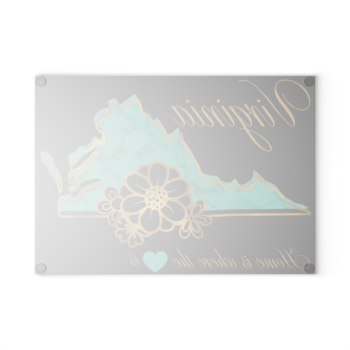 🌊 Virginia Floral State Cutting Board – Teal Tide & Golden Bloom Elegance 🌸