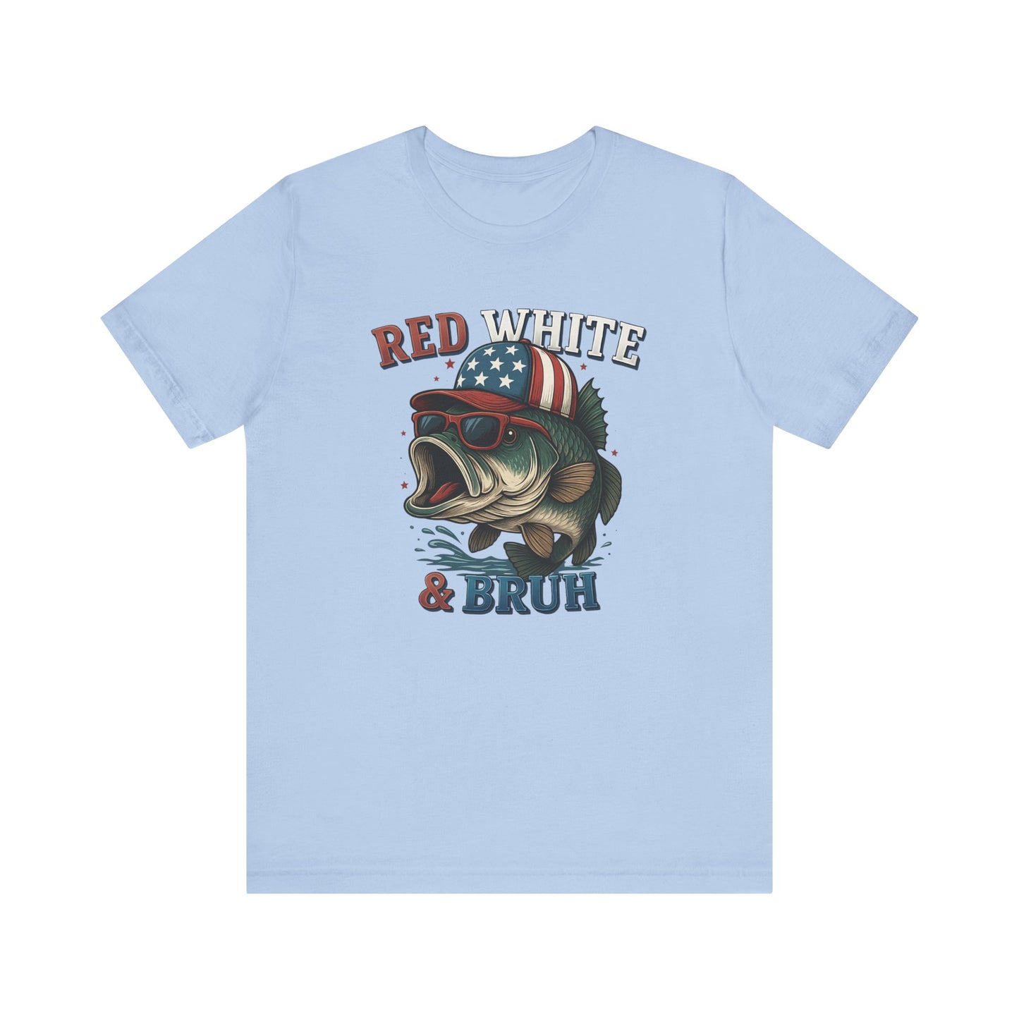 Divertida camiseta patriótica de pescado, con estampado rojo, blanco y negro, unisex, ideal para el 4 de julio, regalo para papá, ideal para barbacoas de verano.