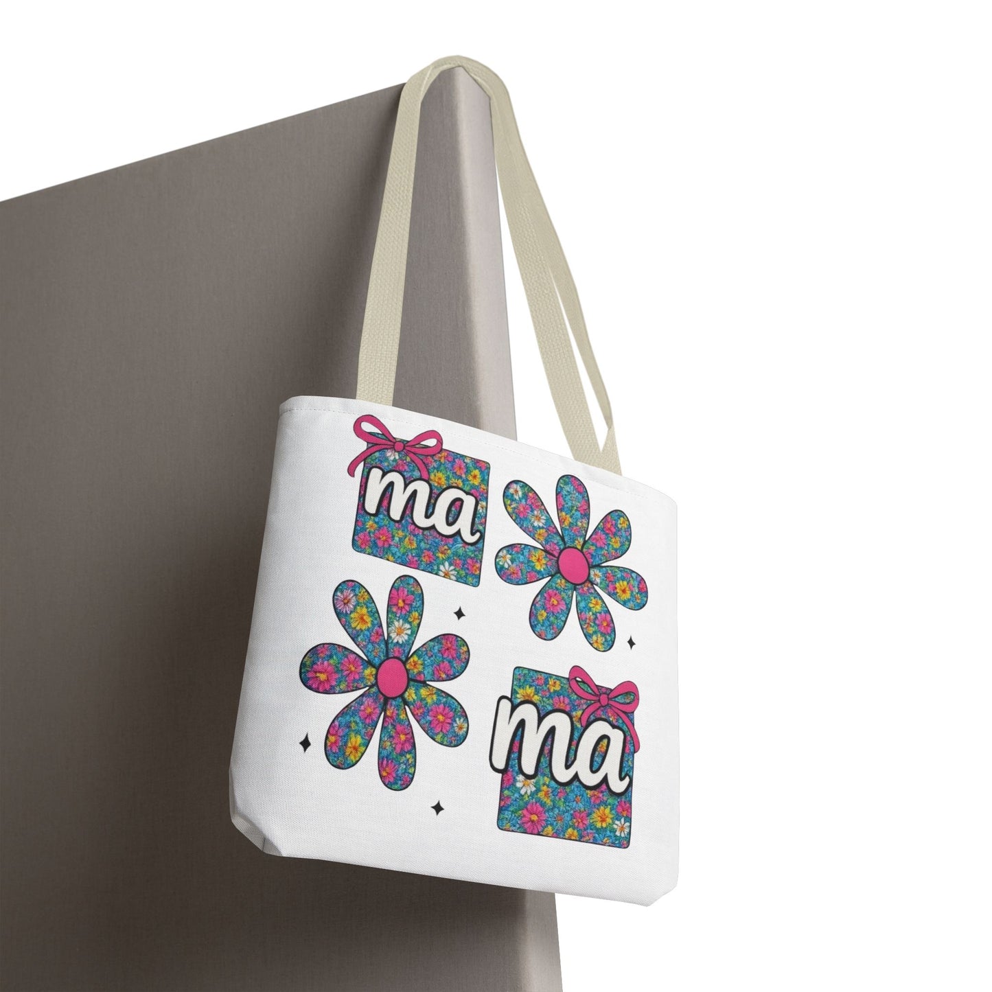 Bolso Tote Floral "ma": Un Accesorio Divertido y Brillante para Mamá