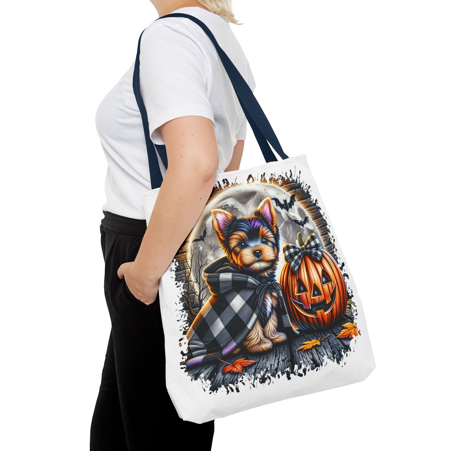 ๐ Yorkie Halloween Tote Bag โ Spooky Cute & Plaid Perfect ๐พ๐ค๐