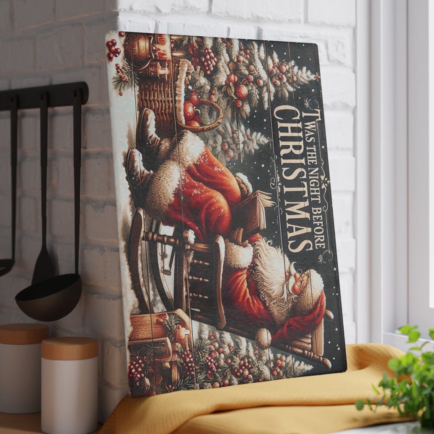 🎅📖 Twas the Night Before Christmas Cutting Board – Classic Santa Holiday Kitchen Décor 🎄✨