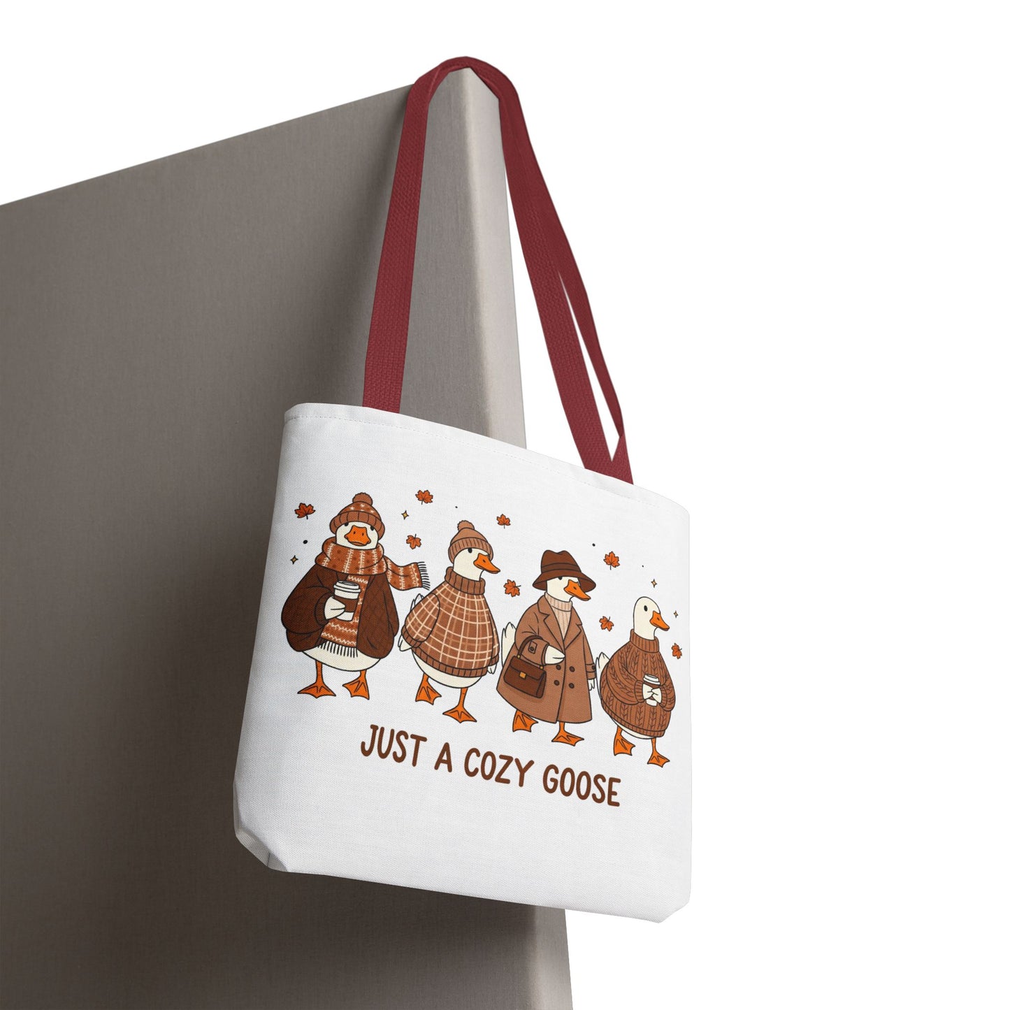 🪶 Just a Cozy Goose Tote Bag – Fall Fashion with Feathered Charm