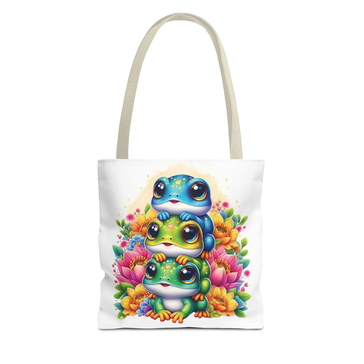 ๐ธ Stacked Frogs Floral Tote Bag โ Colorful Whimsy for Every Day ๐ธ๐