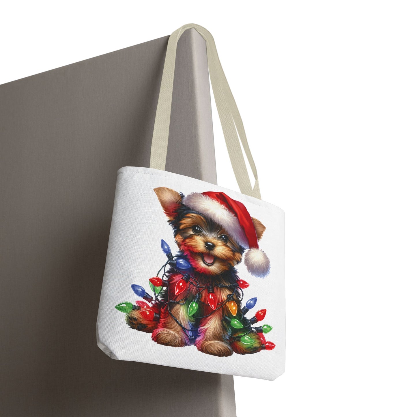 🎄 Yorkie Christmas Lights Tote Bag – Holiday Cheer in Every Carry 🎁