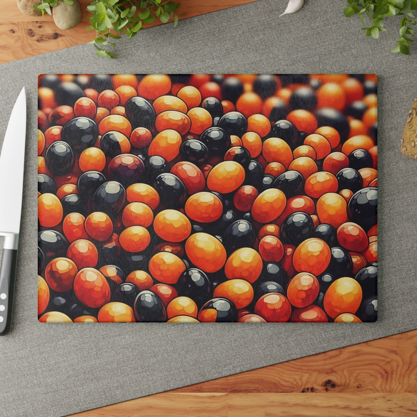 🍬🎃 Autumn Candy Burst Cutting Board – Sweet & Spooky Kitchen Vibes 🖤🧡