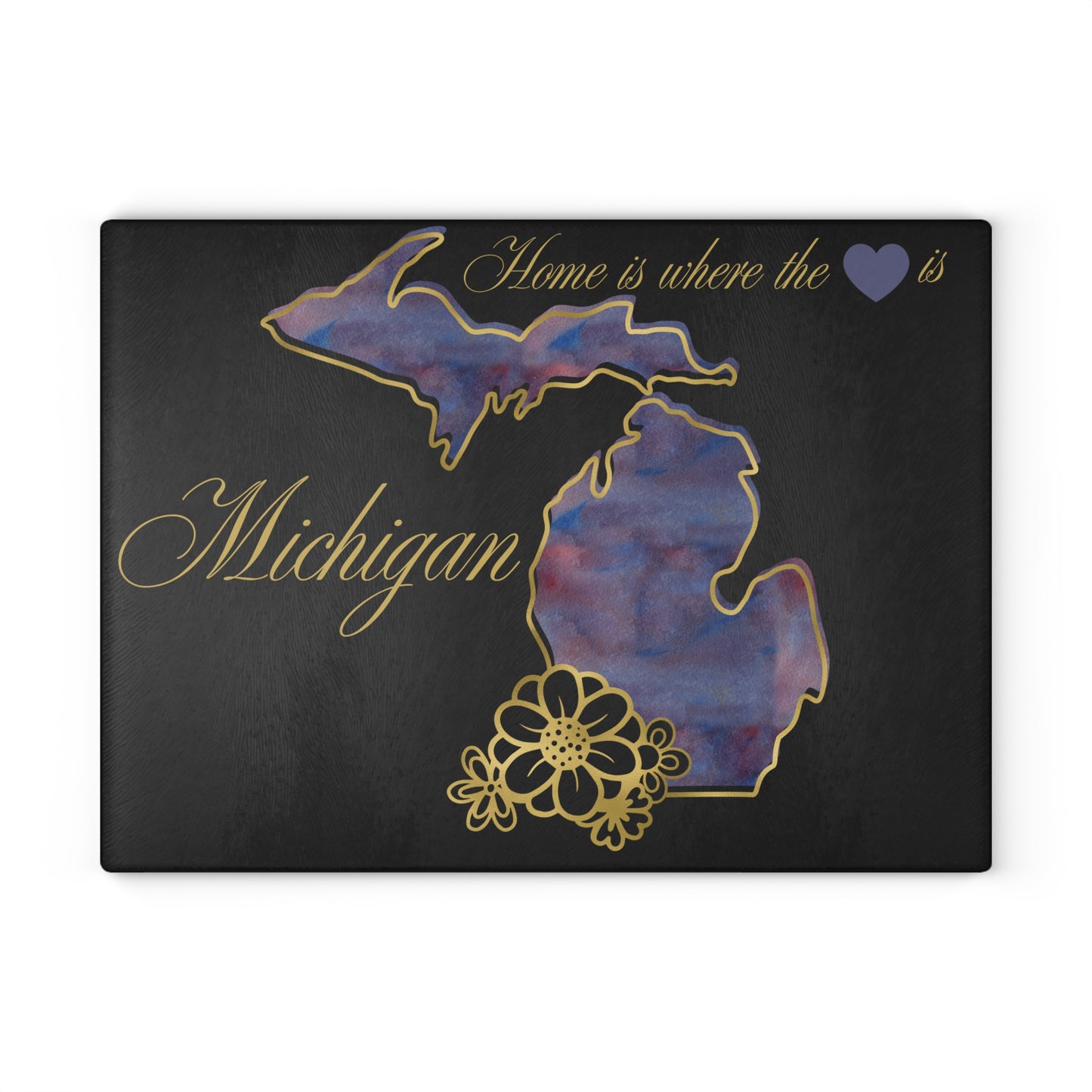 💜 Michigan Floral Cutting Board – Bold Lakeside Beauty with Artistic Elegance 🌺