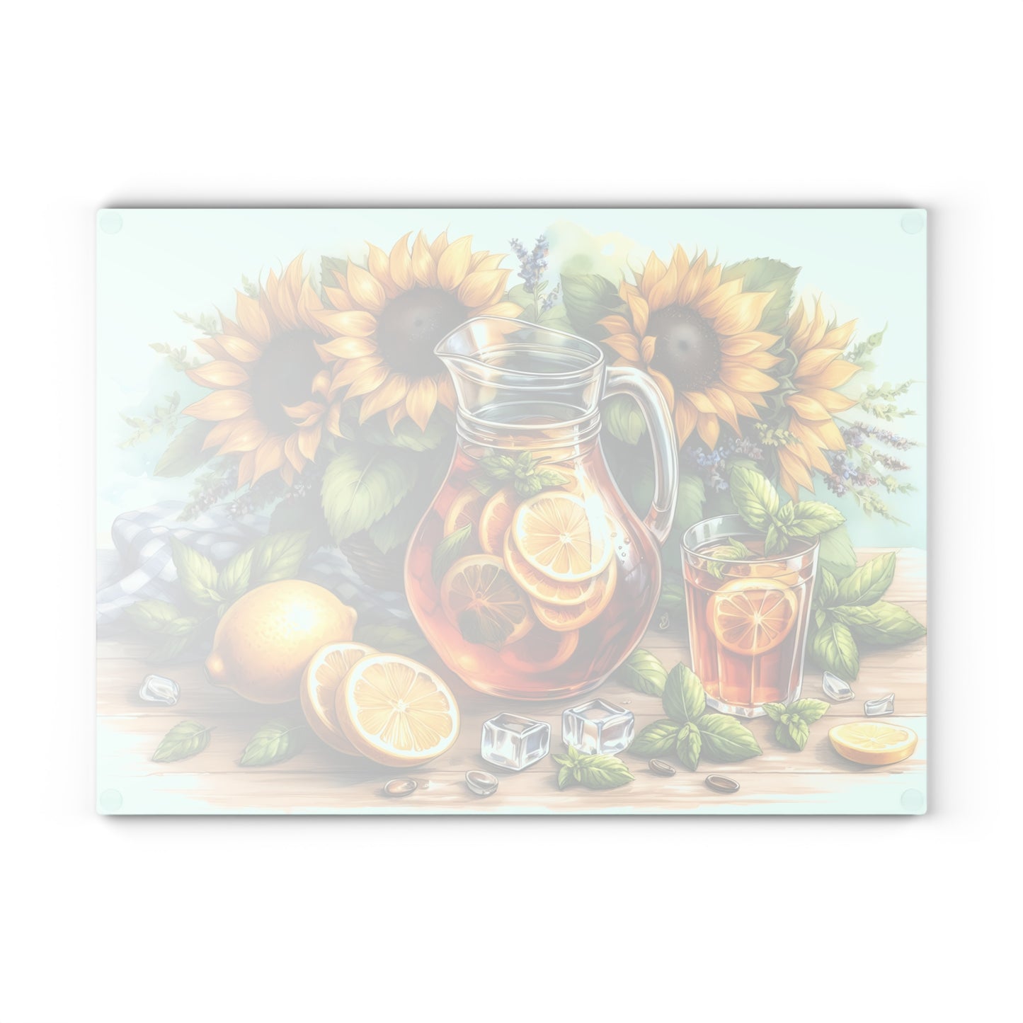 🍋 Sunflower Citrus Tea Cutting Board – Fresh Summer Flavor for Your Kitchen