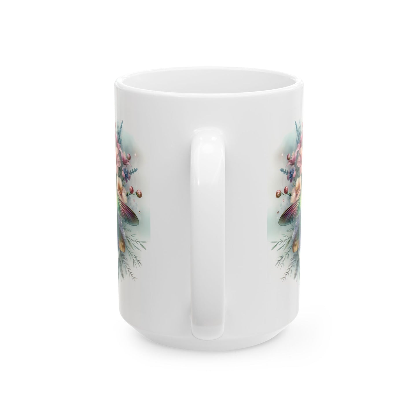 🌈 Magia del Jardín Arcoíris – Envoltorio para Taza de Café con Libélula Vibrante ☕