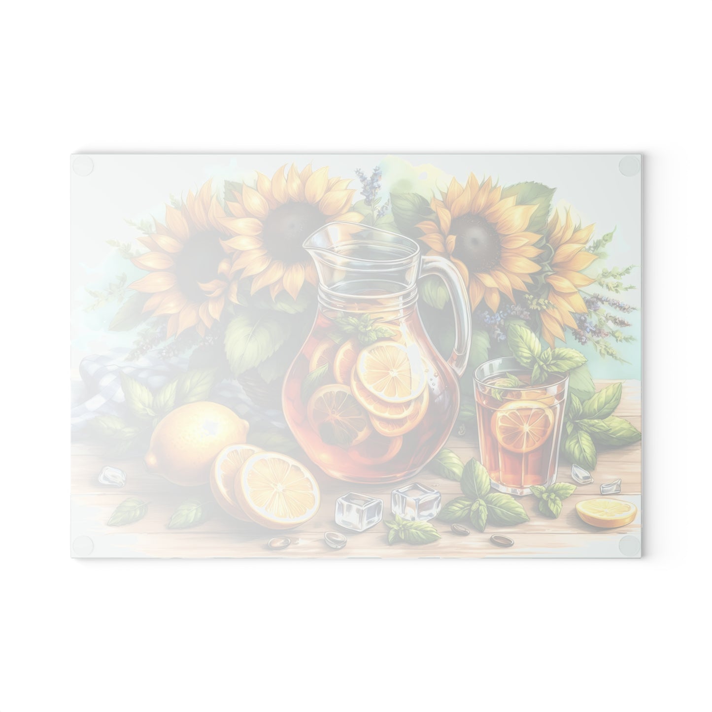 🍋 Sunflower Citrus Tea Cutting Board – Fresh Summer Flavor for Your Kitchen