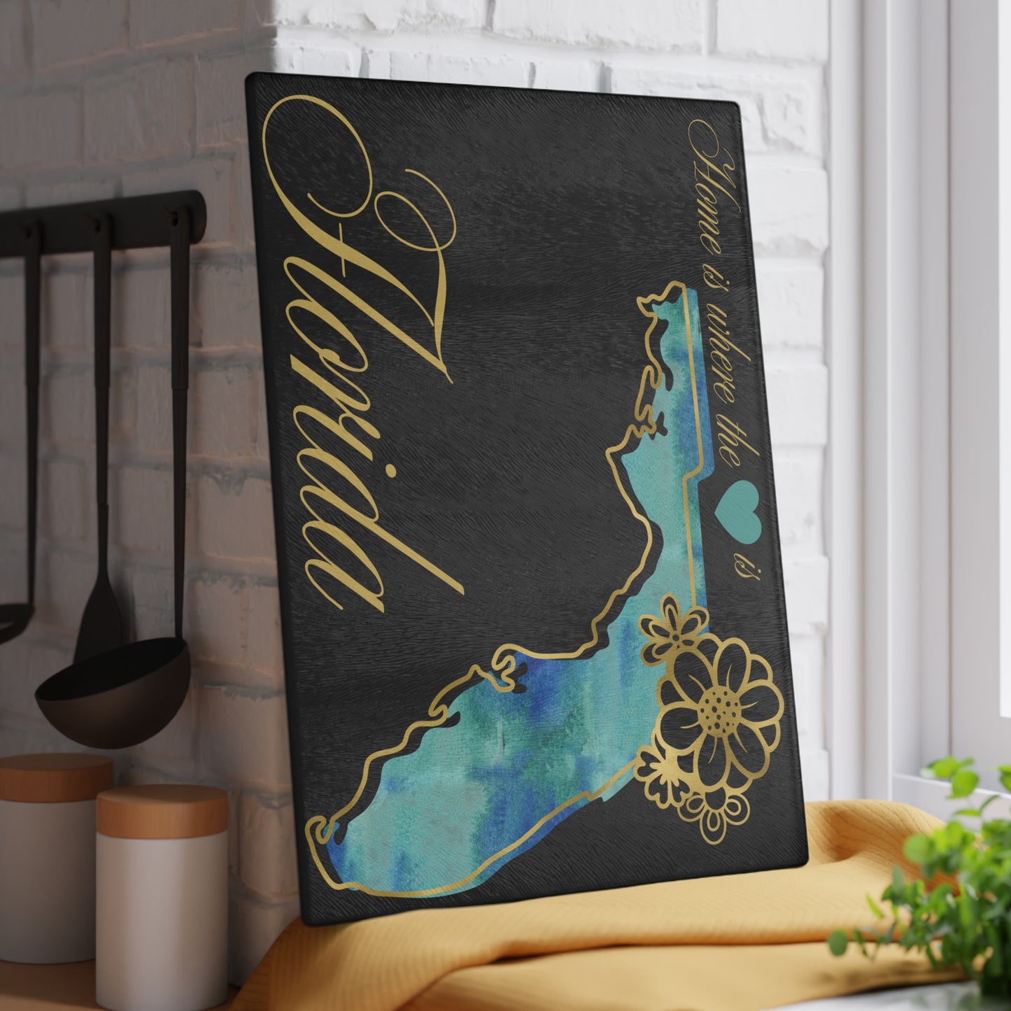 🌴 Florida State Floral Cutting Board – Sunshine State Elegance for Your Kitchen