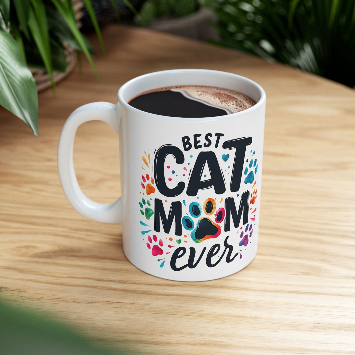 Taza "La mejor mamá gata", regalo adorable para amantes de los gatos, taza de cerámica, divertida taza para dueños de mascotas, regalo para el Día de la Madre, taza personalizada para mamá gata