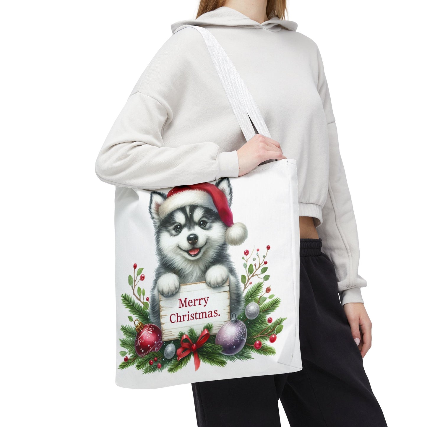 🎁 Husky “Merry Christmas” Tote Bag – Holiday Cuteness You Can Carry 🎄