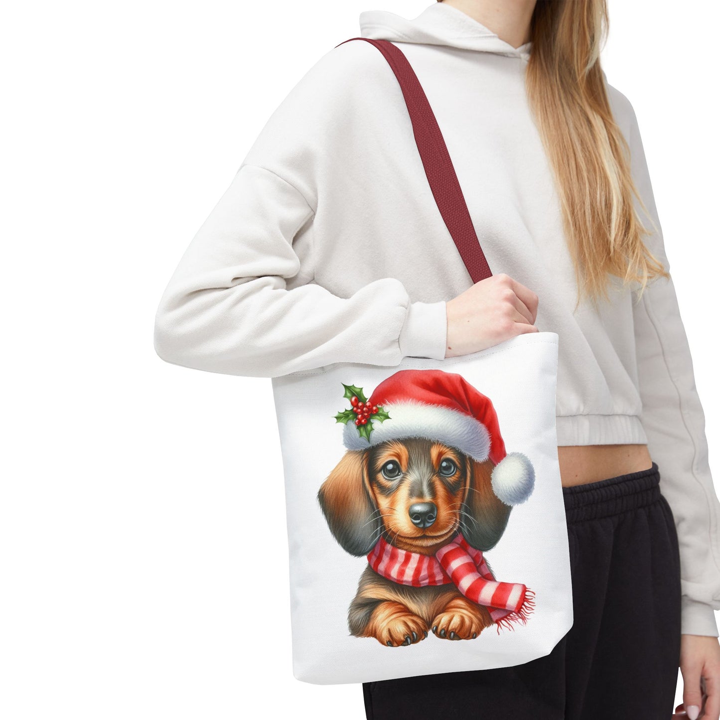🎄 Dachshund Christmas Tote Bag – Festive Holiday Charm for Dog Lovers 🐾🎅