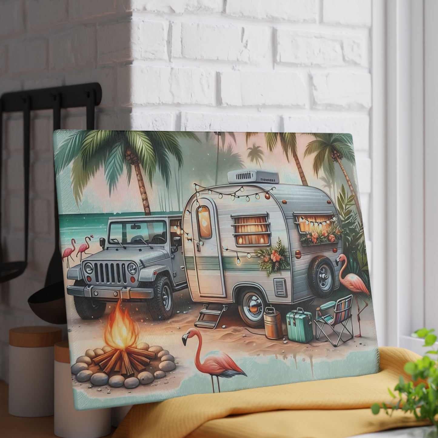 Tabla de cortar de vidrio templado para glamping en Florida